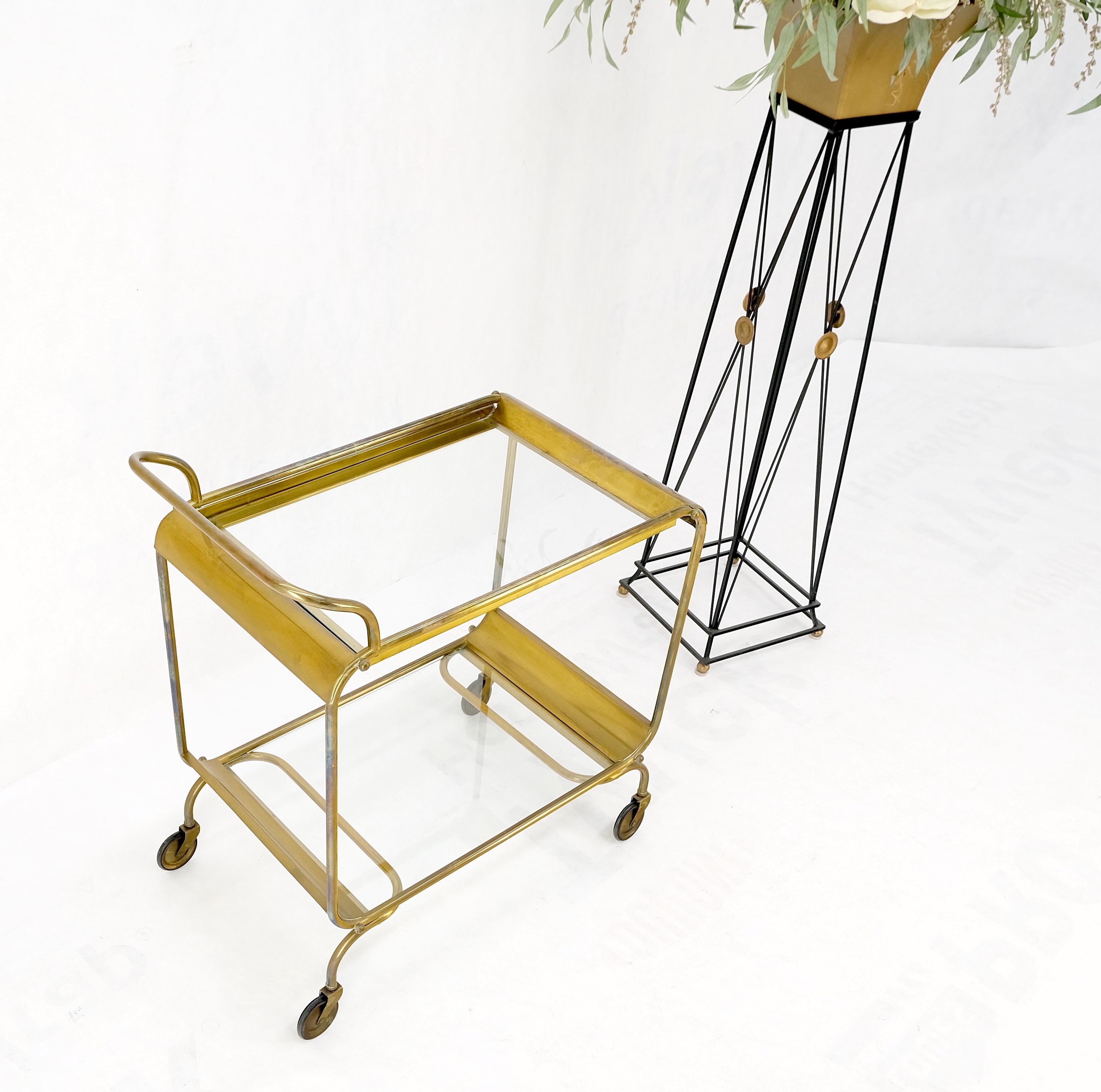 Mid-Century Modern Bauhaus Style Solid Brass Bend Tube & Glass Serving Cart Bar 6