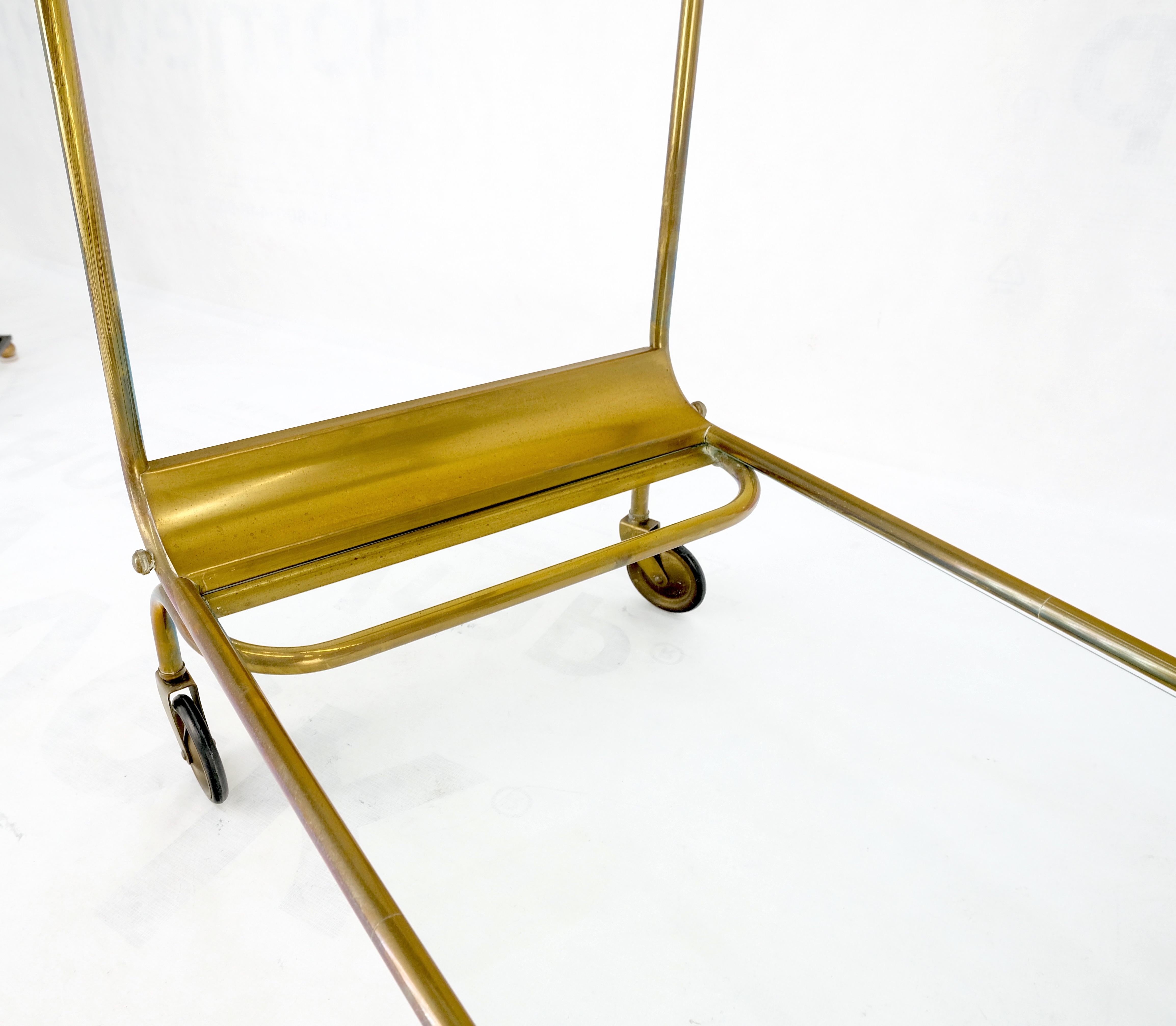 Mid-Century Modern Bauhaus Style Solid Brass Bend Tube & Glass Serving Cart Bar 8