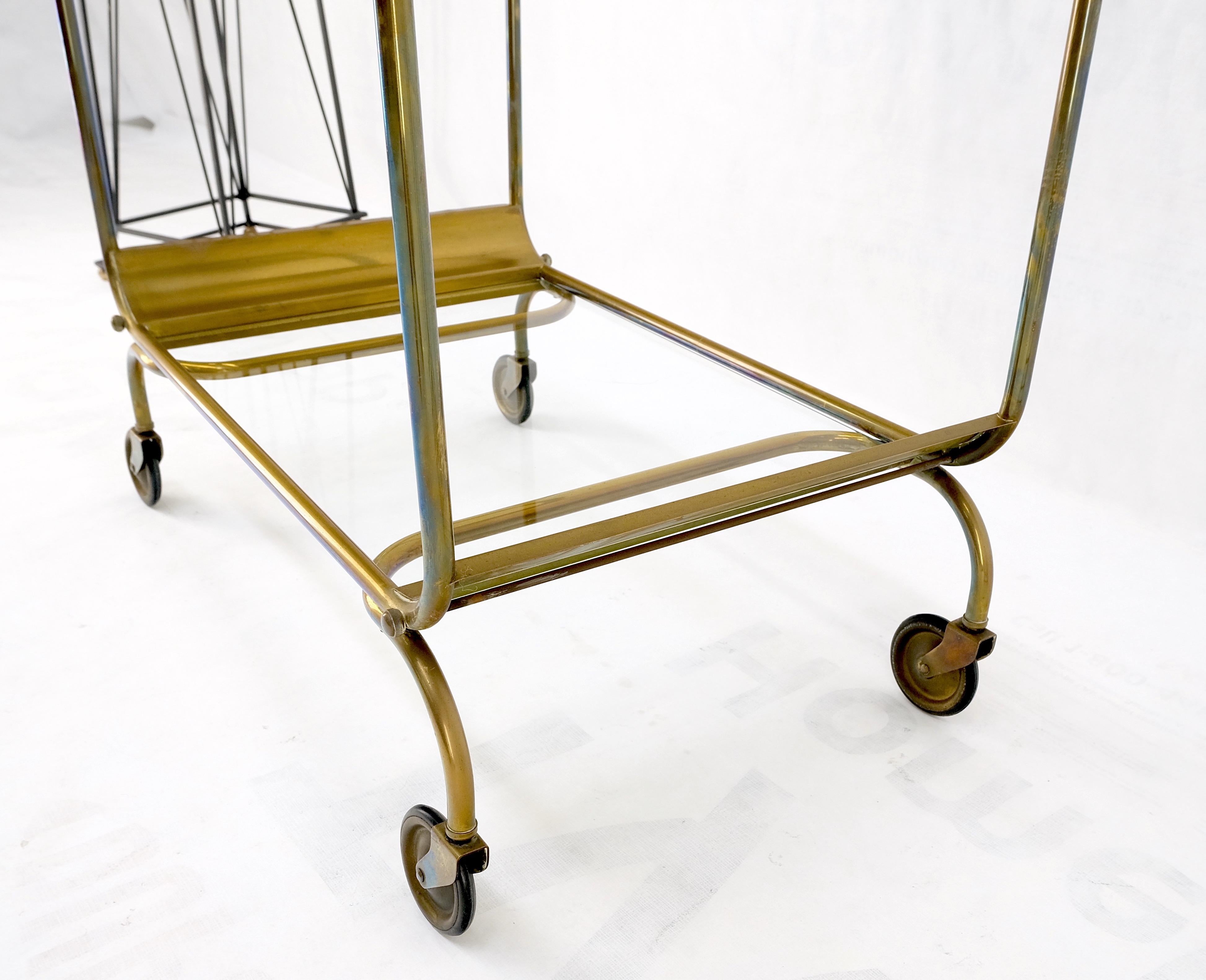 Mid-Century Modern Bauhaus Style Solid Brass Bend Tube & Glass Serving Cart Bar 4