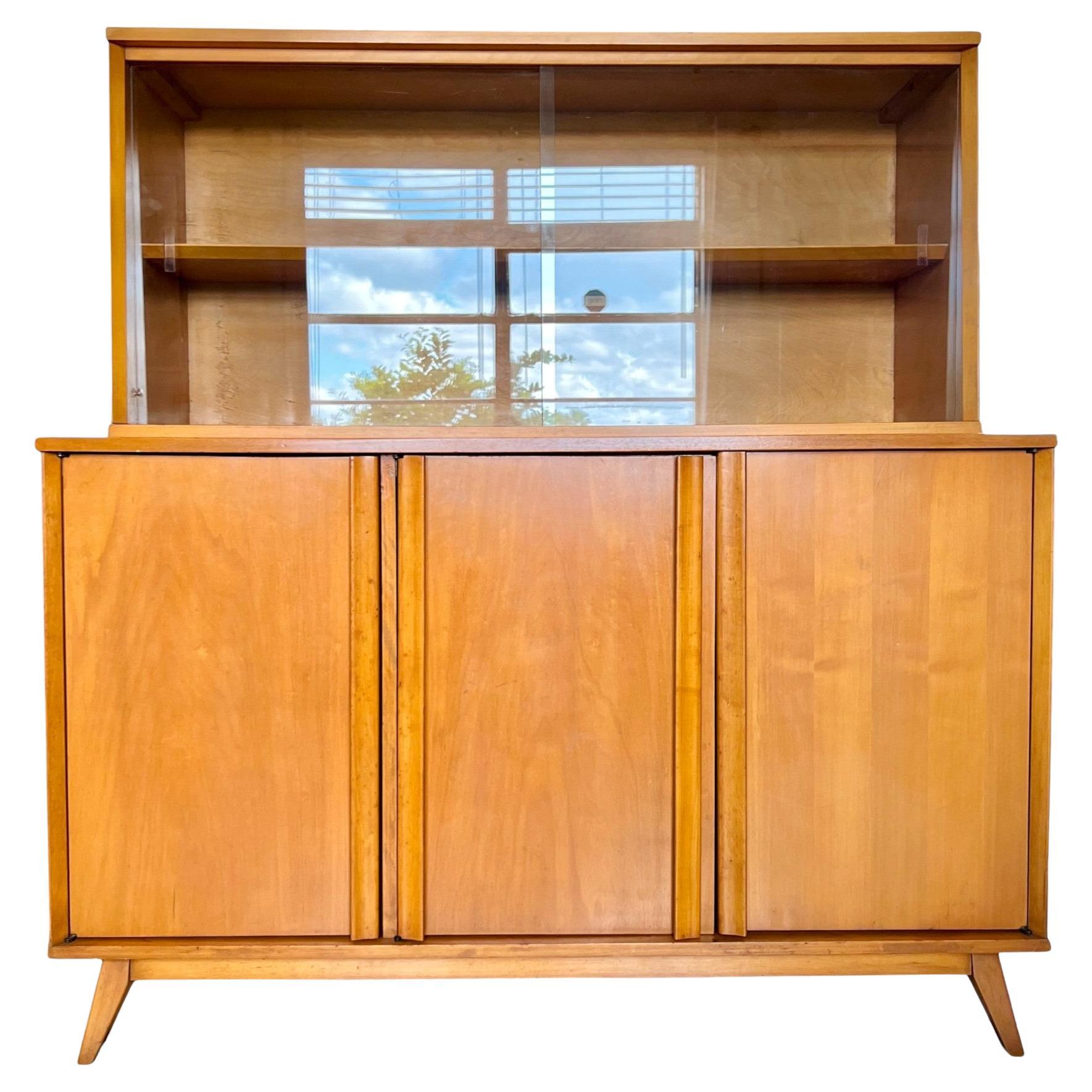 Mid-Century Modern Baumritter Maple Buffet and Hutch