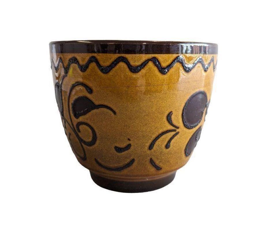 Hand-Crafted Mid Century Modern  Bay Keramik West German Planter For Sale