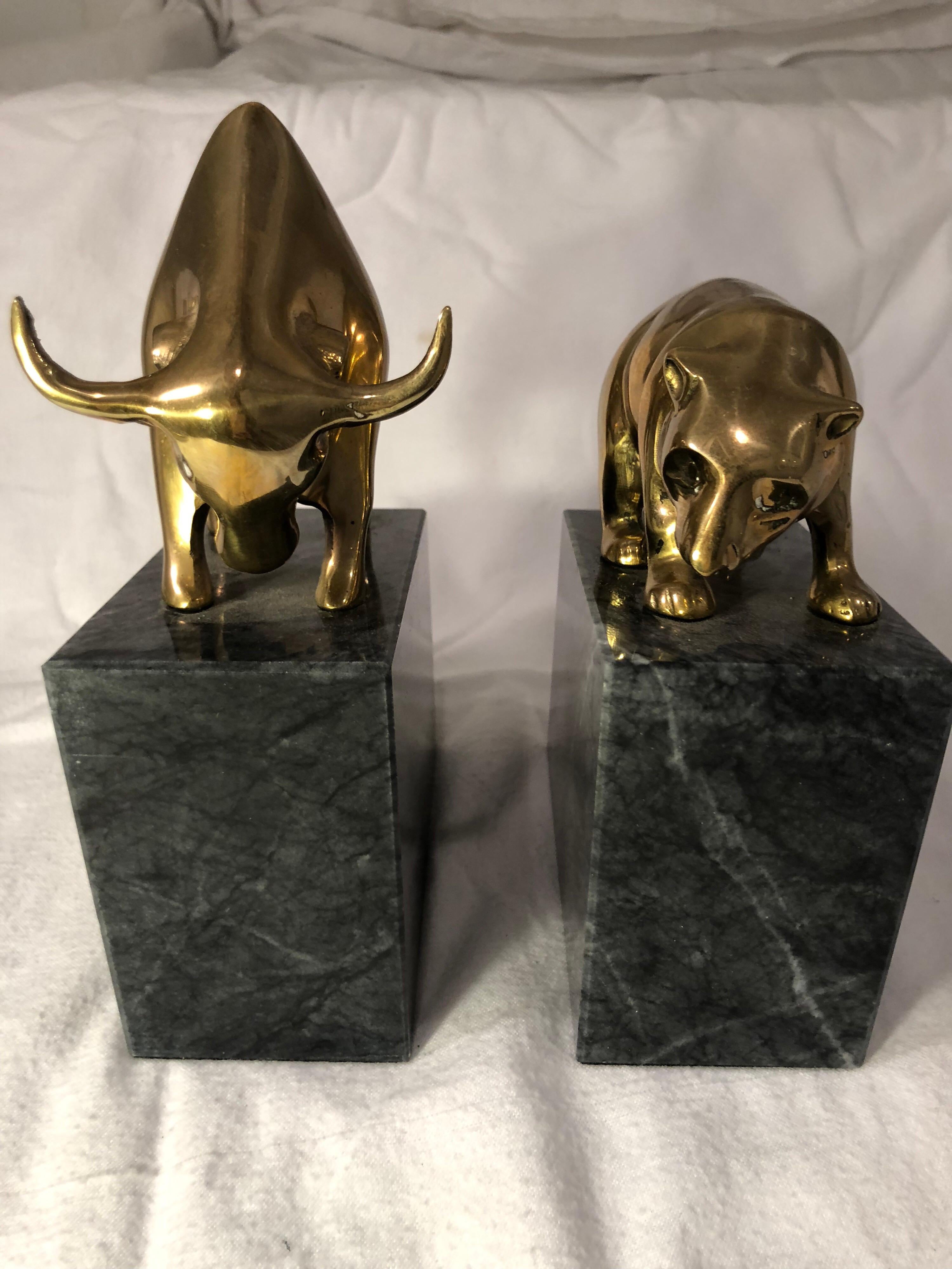 American Mid-Century Modern Bear and Bull Market Bookends