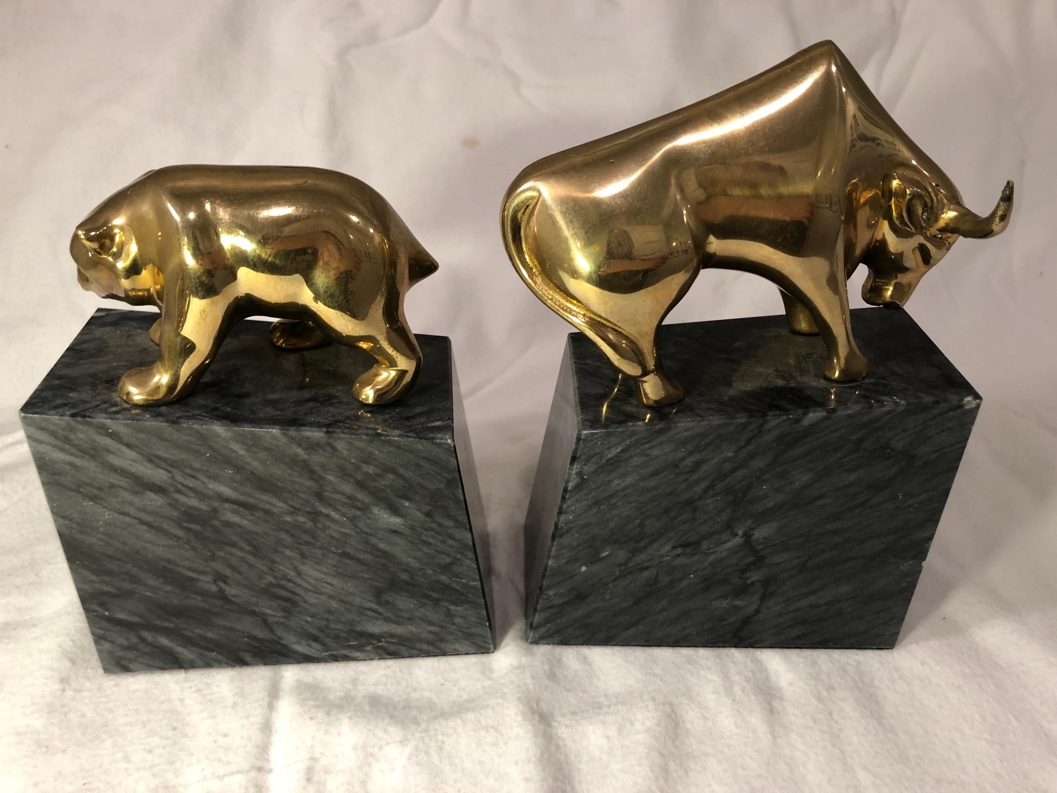 Late 20th Century Mid-Century Modern Bear and Bull Market Bookends