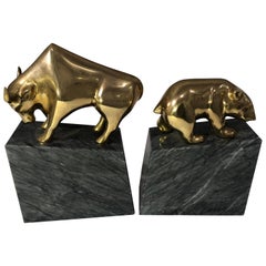 Mid-Century Modern Bear and Bull Market Bookends