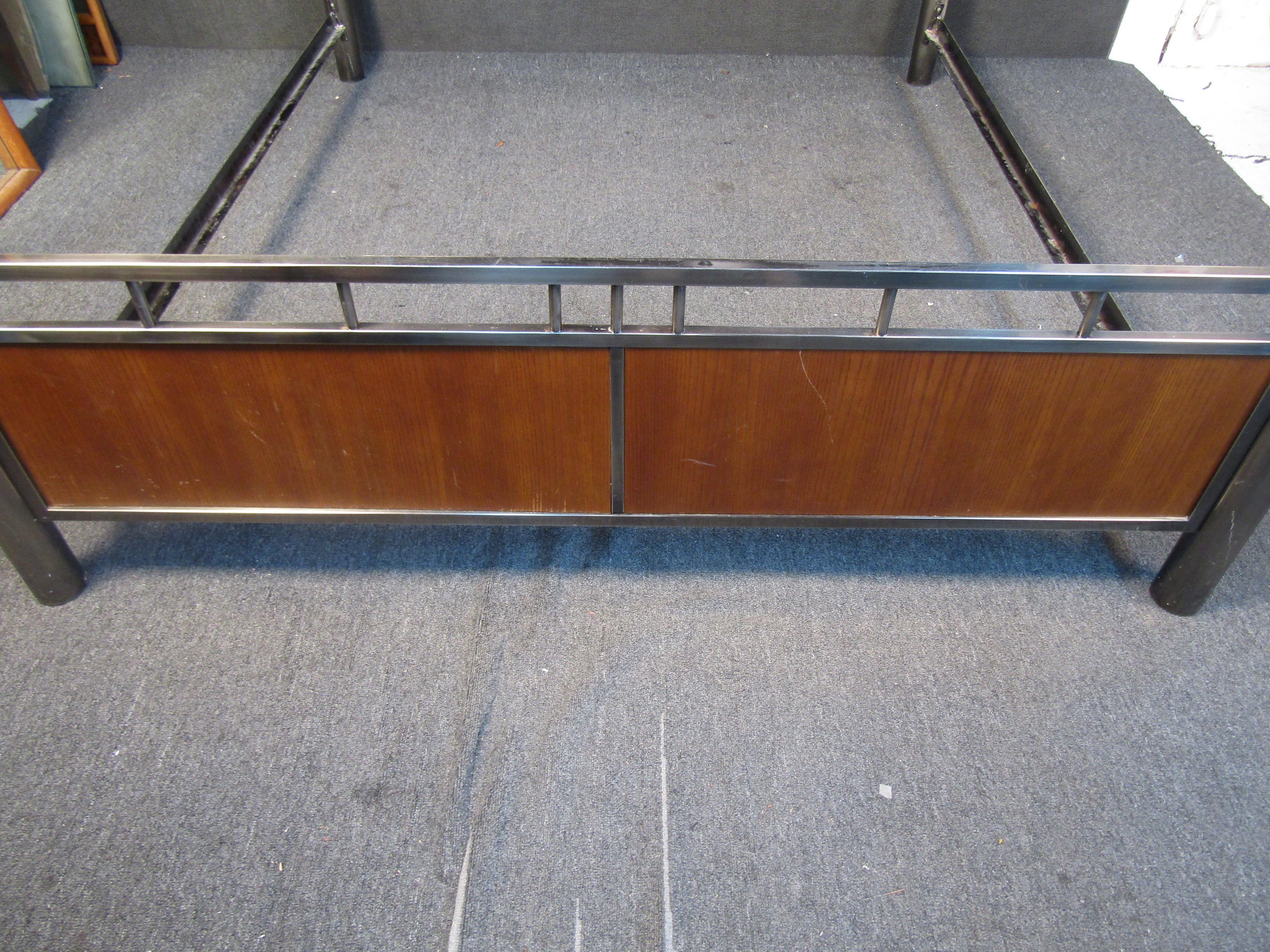 American Mid-Century Modern Bed Frame by Mastercraft For Sale