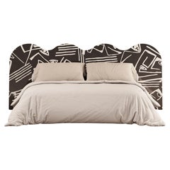 The Moderns Modernity Bed King Size Wave Headboard Black & White Wood Marquetry
