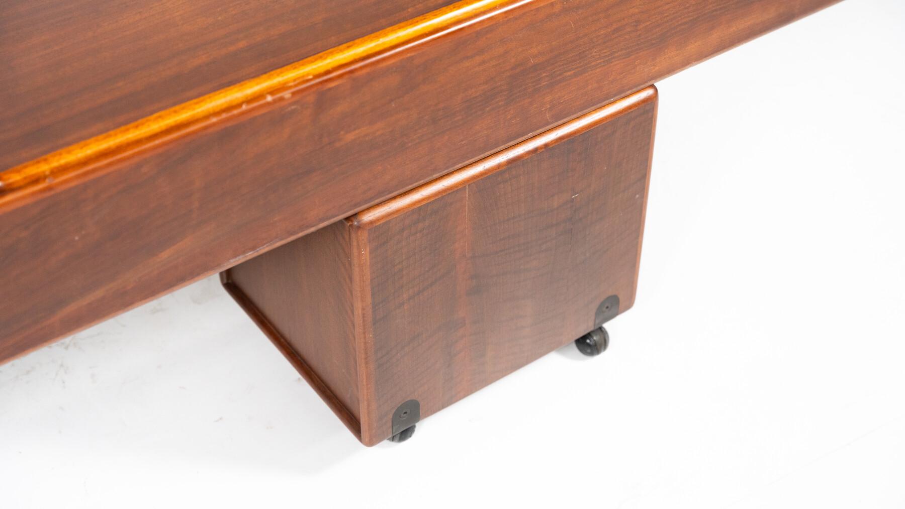Wood Mid-Century Modern Bed with Nightstands by Fabio Lenci for Bernini, Italy, 1970s For Sale