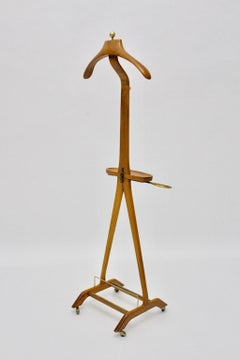 Mid-Century Modern Beech Brass Vintage Valet Ico & Luisa Parisi, 1950s, Italy