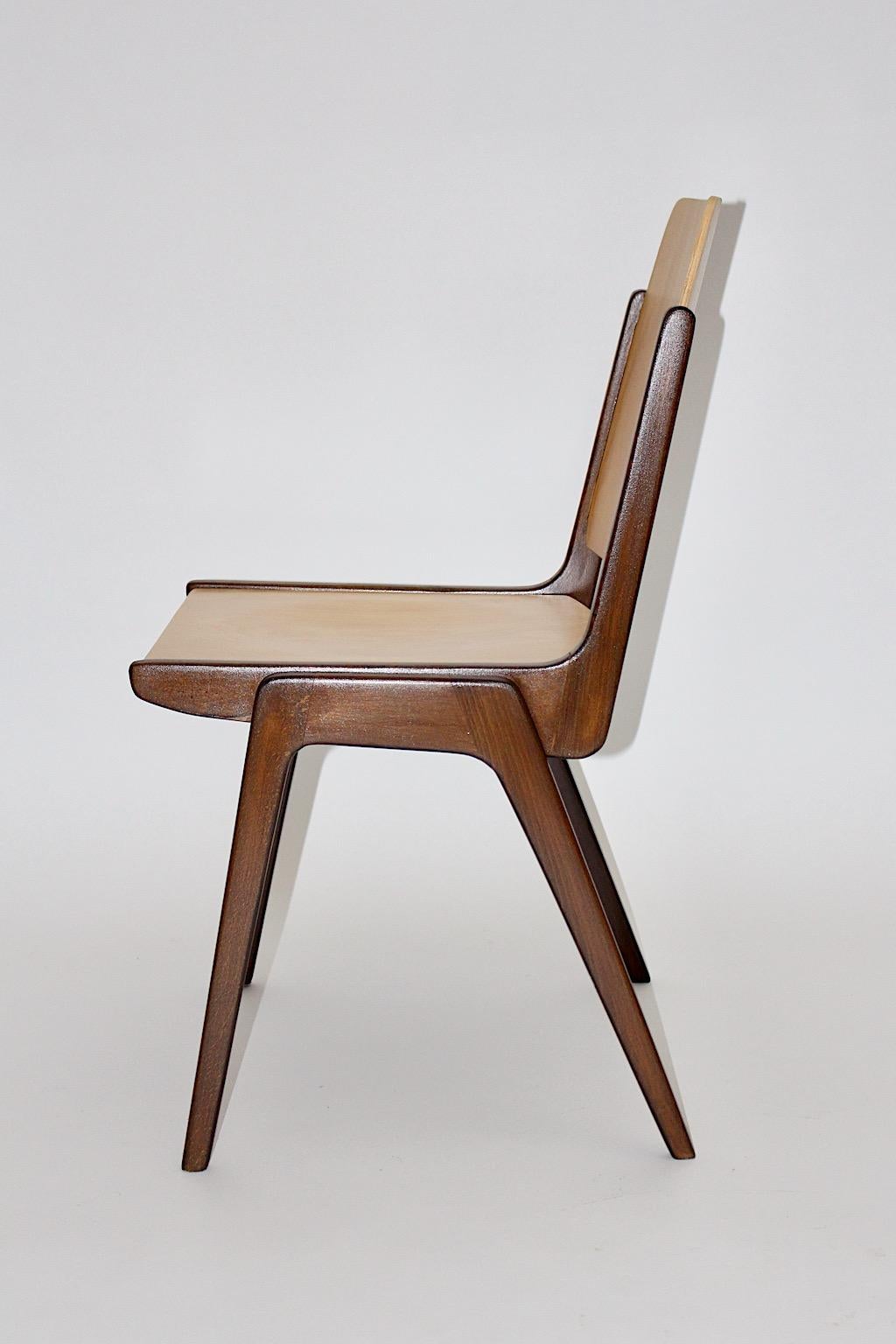 Mid-Century Modern Beech Brown Twelve Vintage Dining Chairs, Franz Schuster For Sale 6