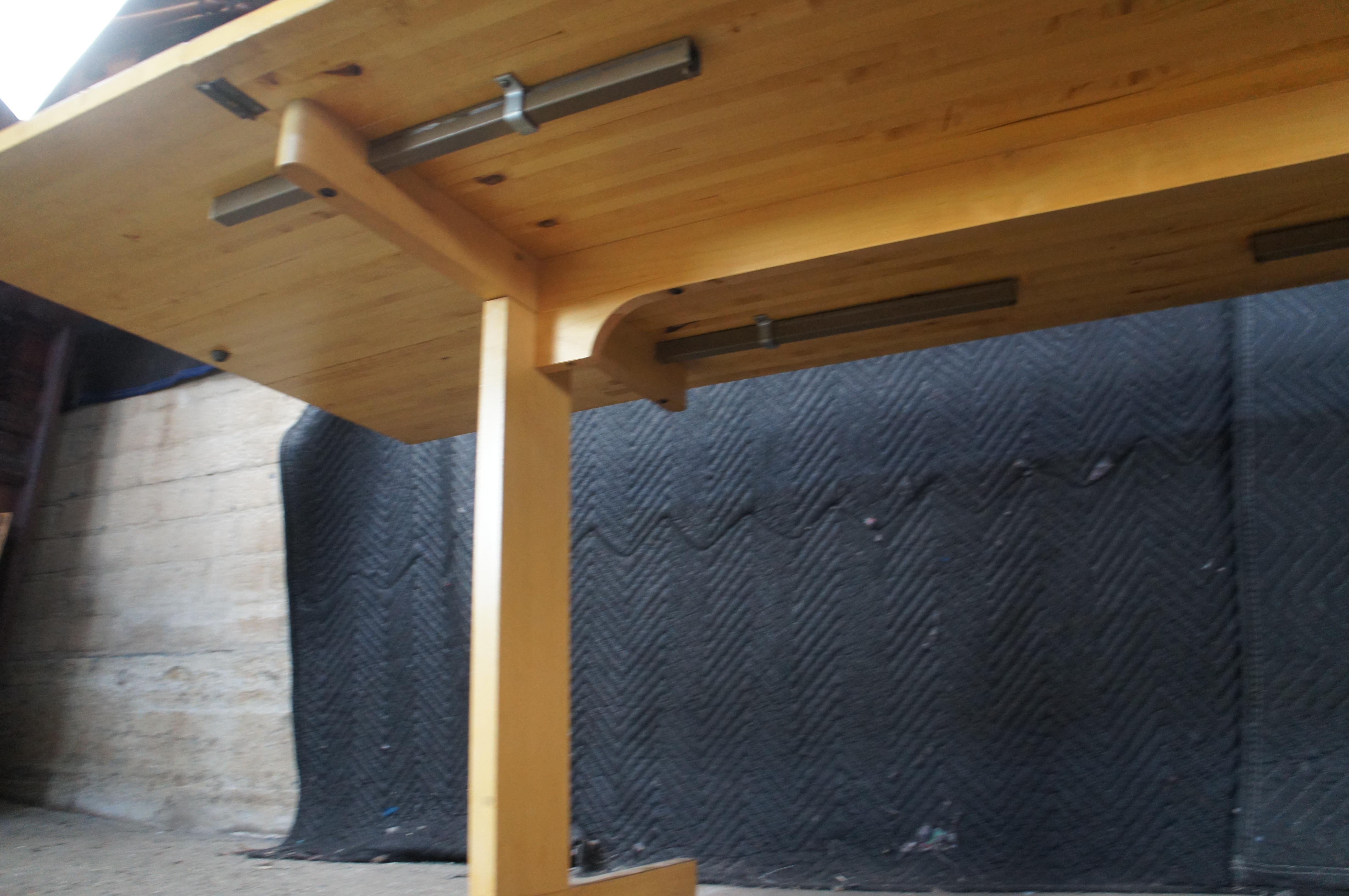 Mid Century Modern Beech Drop Leaf Dining Breakfast Conference Table 87