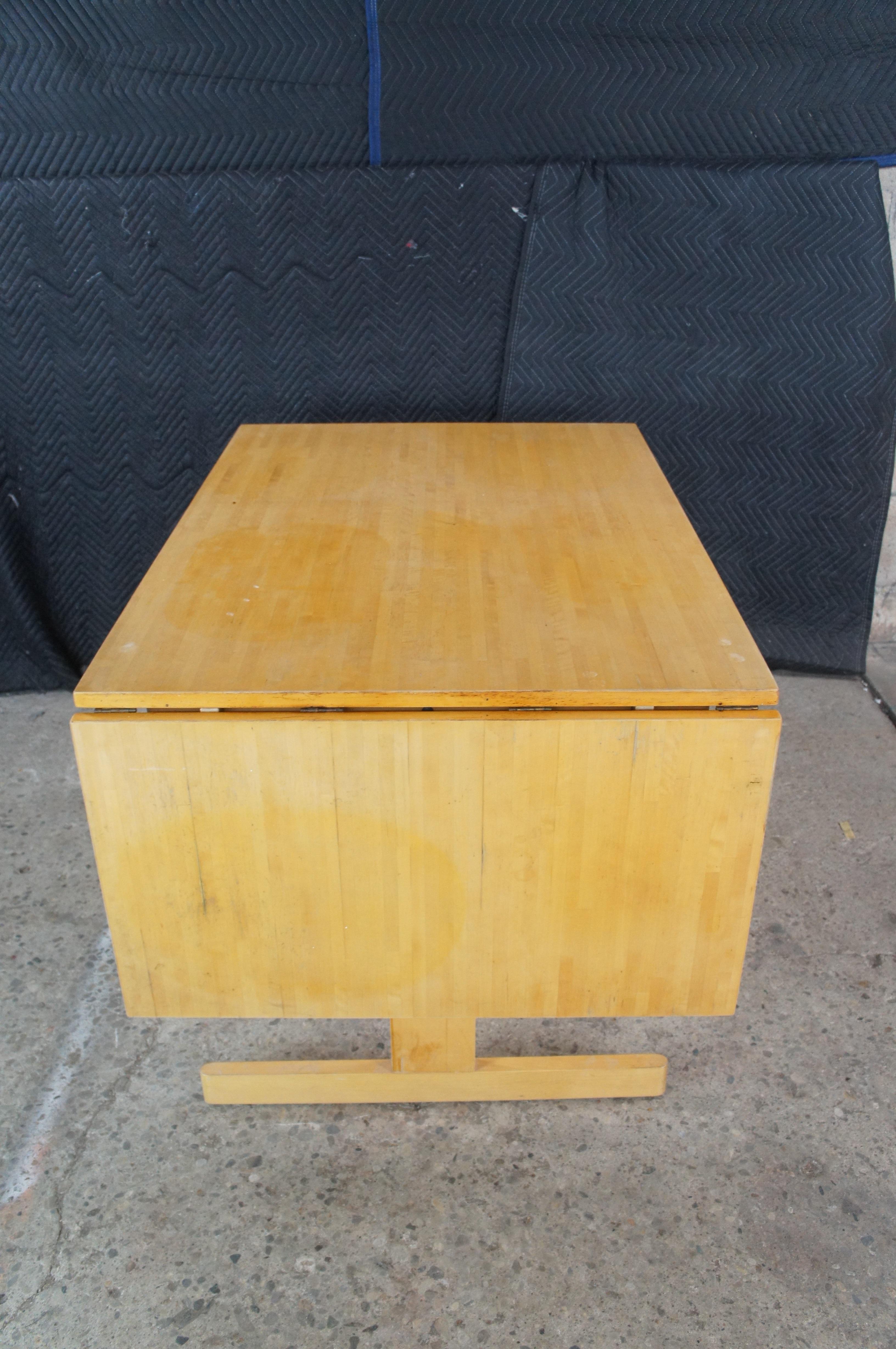 Mid Century Modern Beech Drop Leaf Dining Breakfast Conference Table 87
