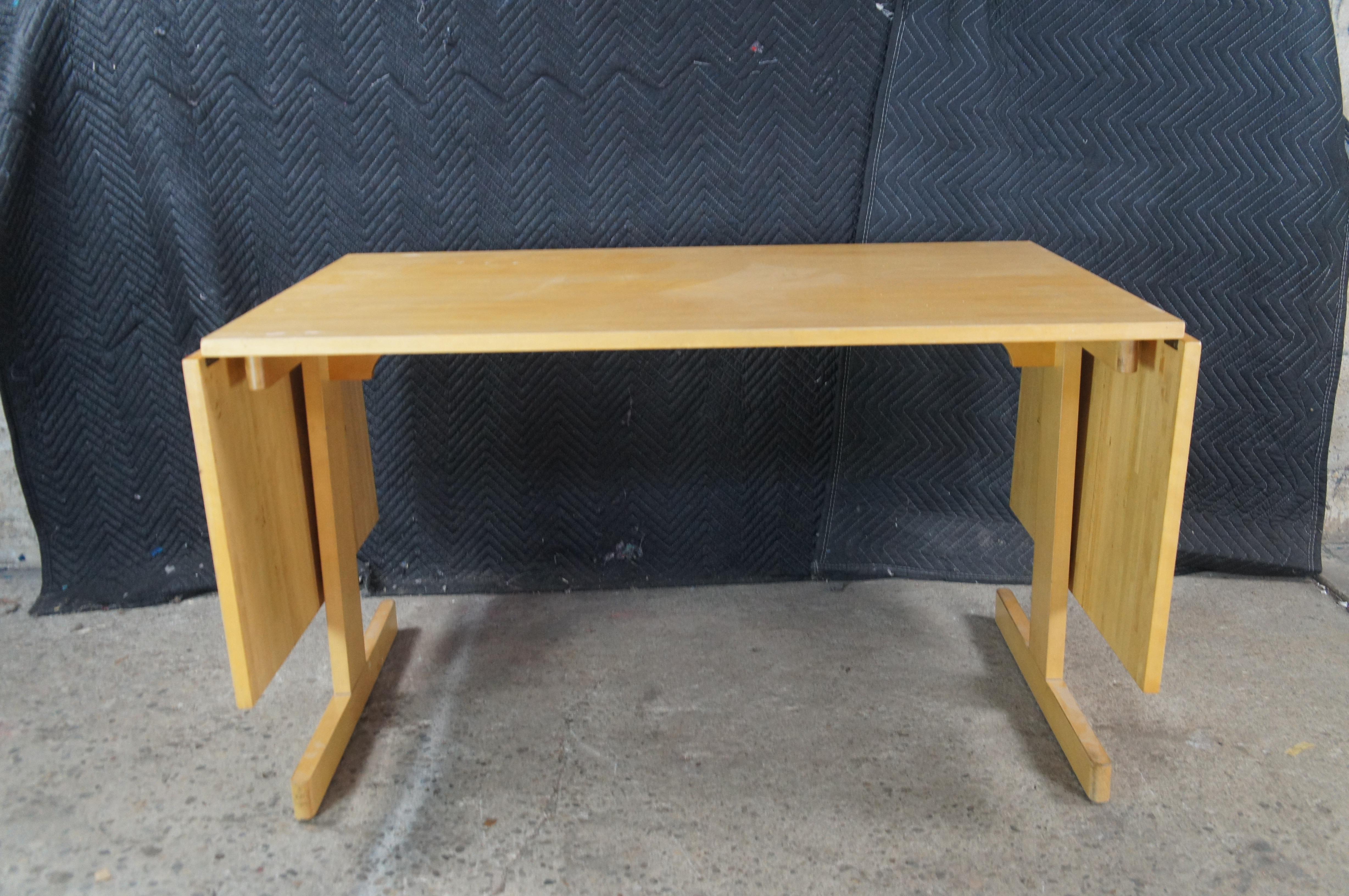 Mid Century Modern Beech Drop Leaf Dining Breakfast Conference Table 87