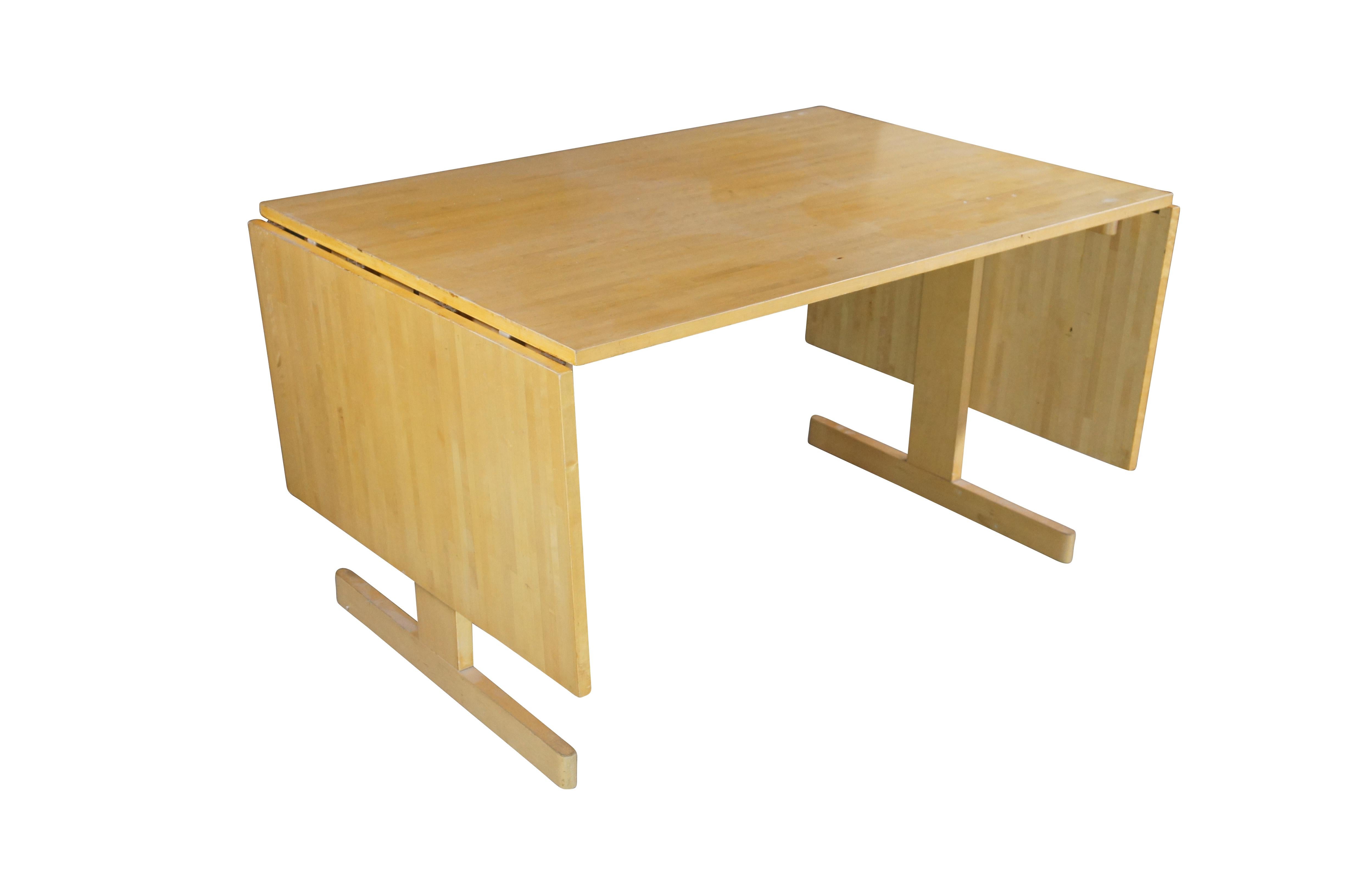 Mid-Century Modern Mid Century Modern Beech Drop Leaf Dining Breakfast Conference Table 87