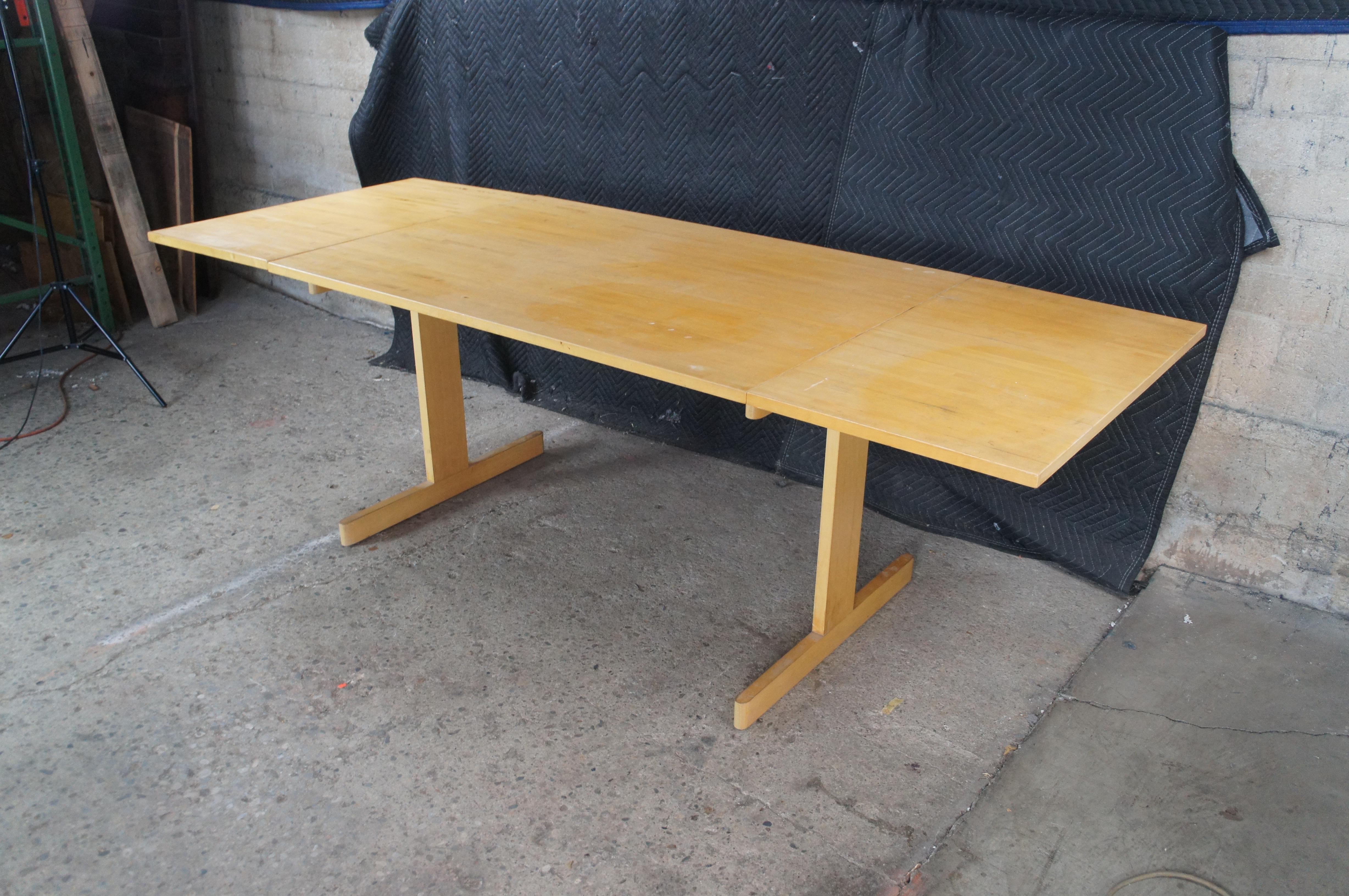 Hêtre Mid Century Modern Beech Drop Leaf Dining Breakfast Conference Table 87