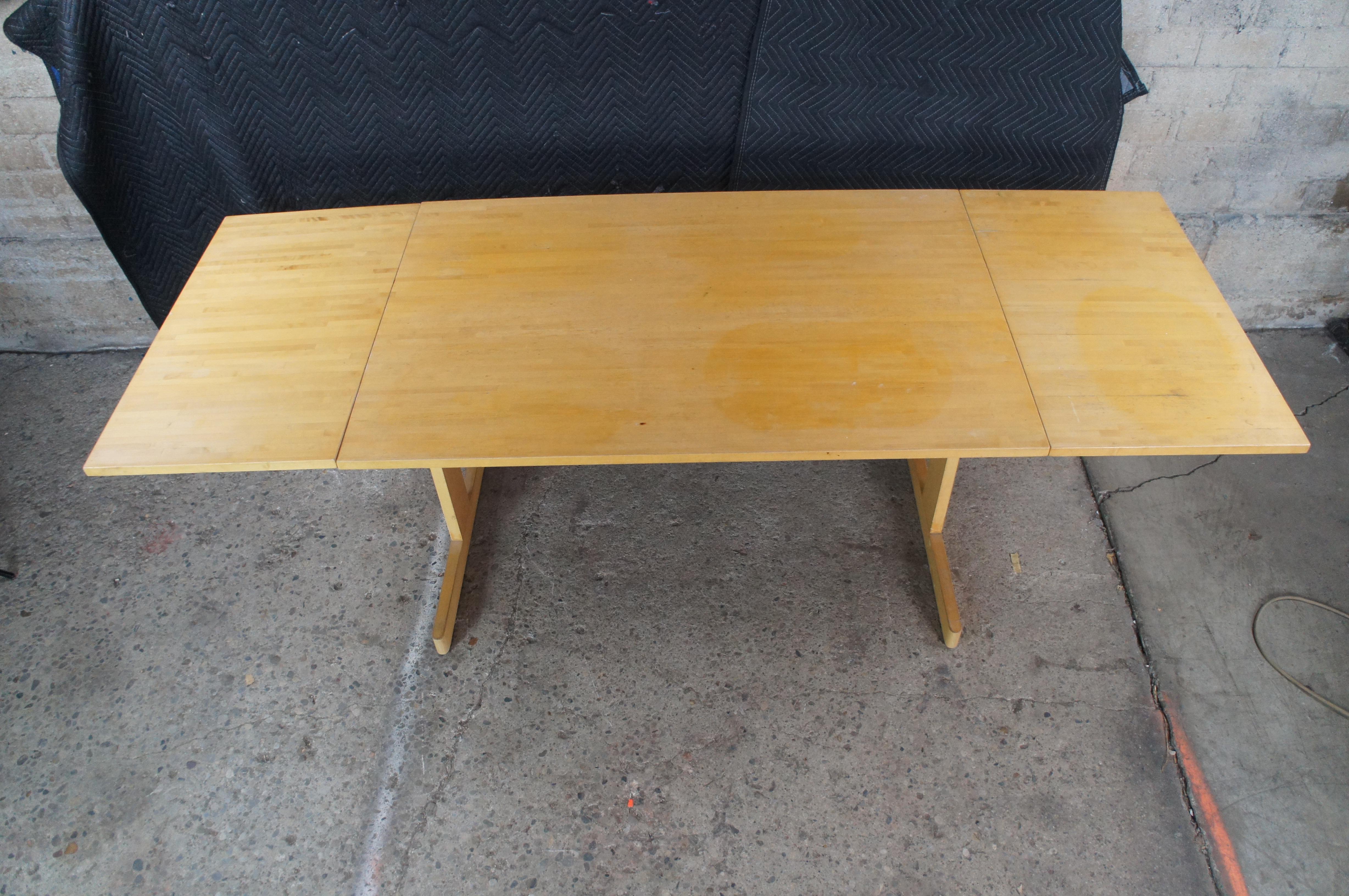 Mid Century Modern Beech Drop Leaf Dining Breakfast Conference Table 87