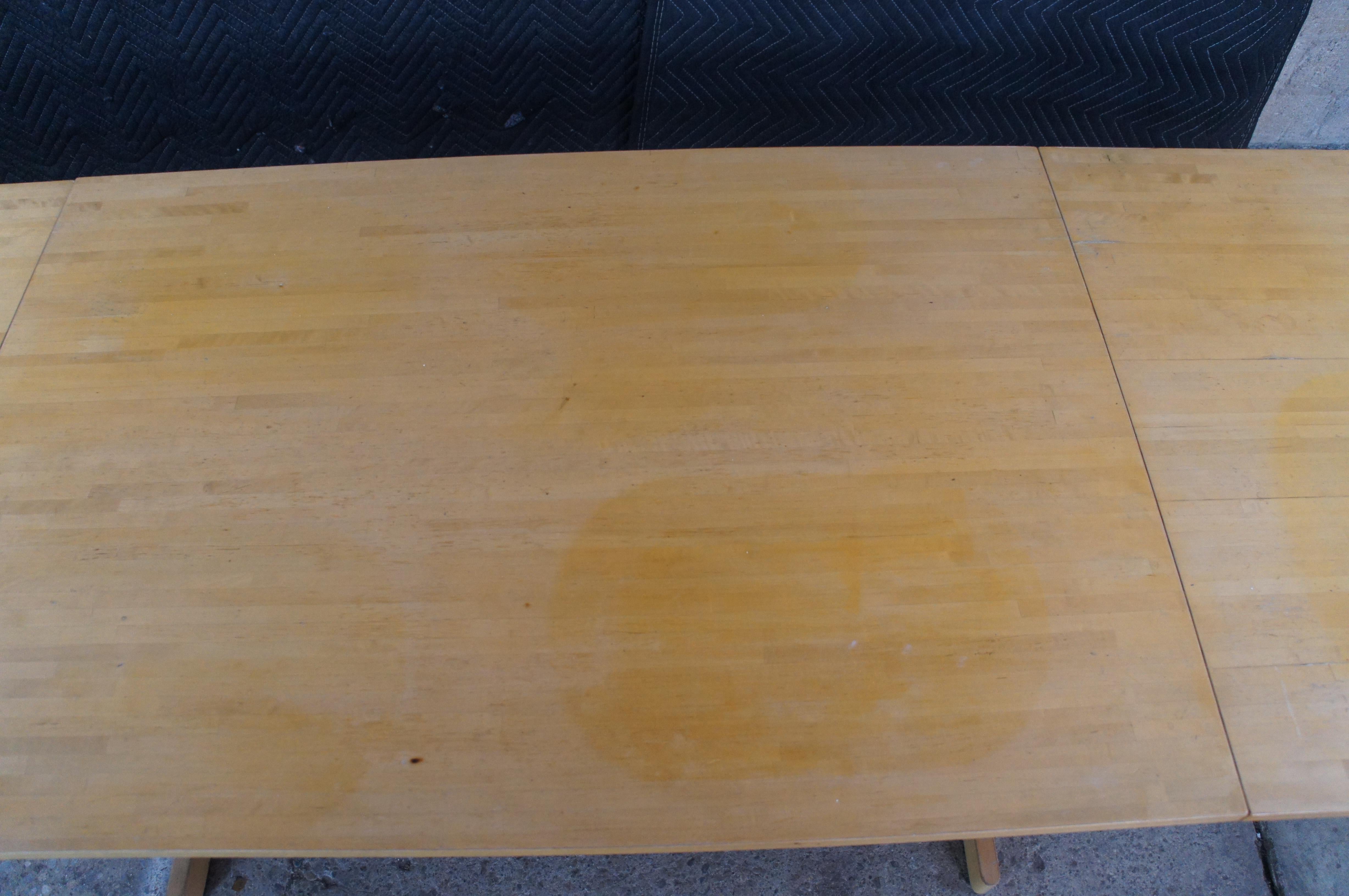 Mid Century Modern Beech Drop Leaf Dining Breakfast Conference Table 87