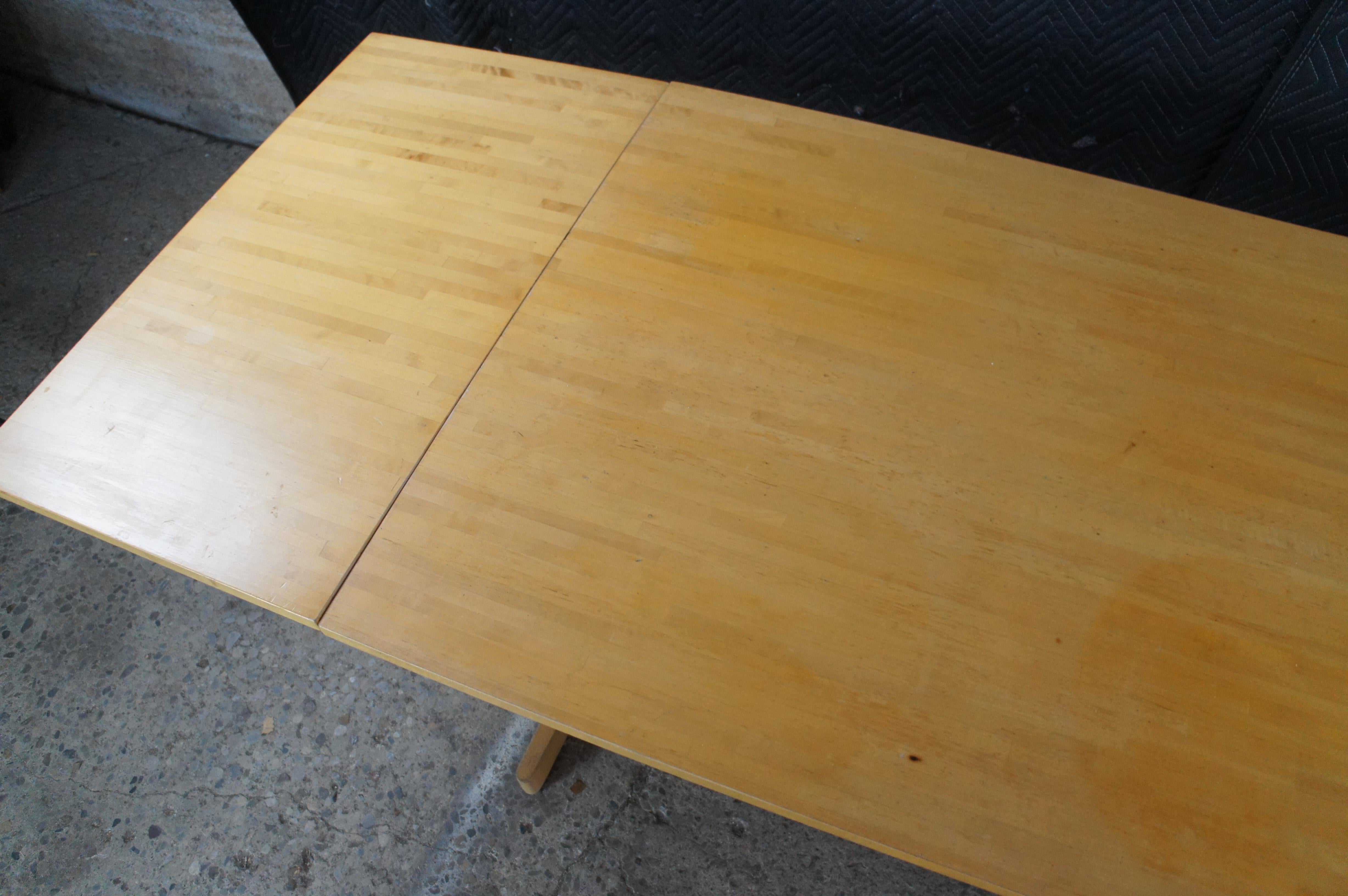 Mid Century Modern Beech Drop Leaf Dining Breakfast Conference Table 87