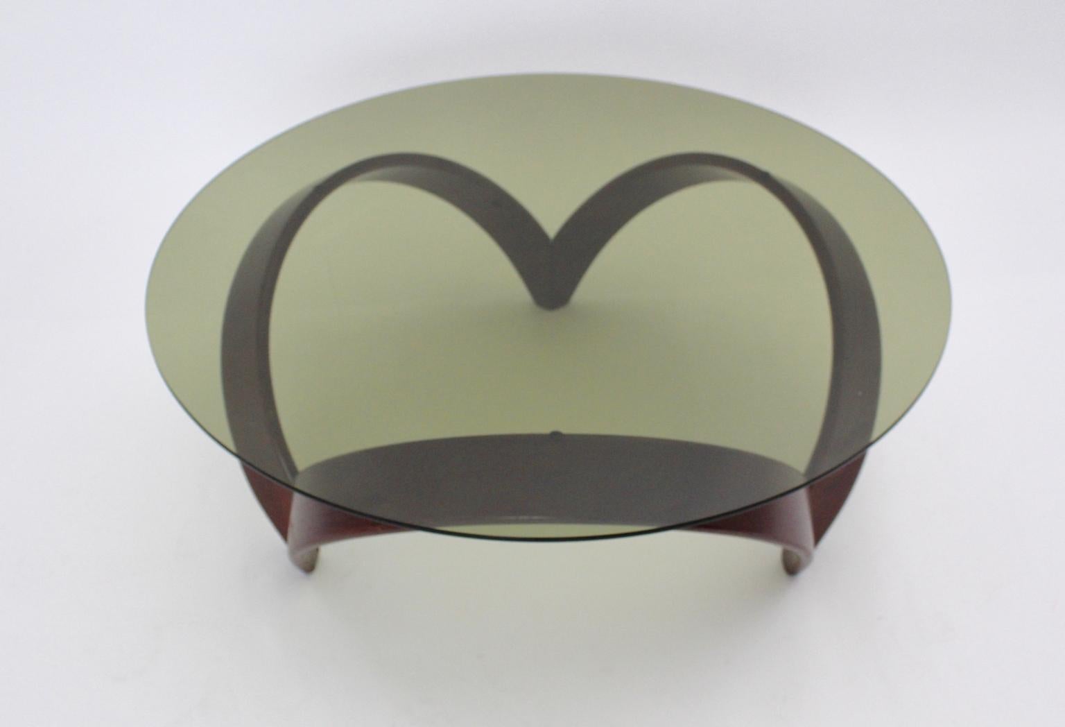 Late 20th Century Mid-Century Modern Organic Beech Glass Vintage Coffee Table, 1970s For Sale