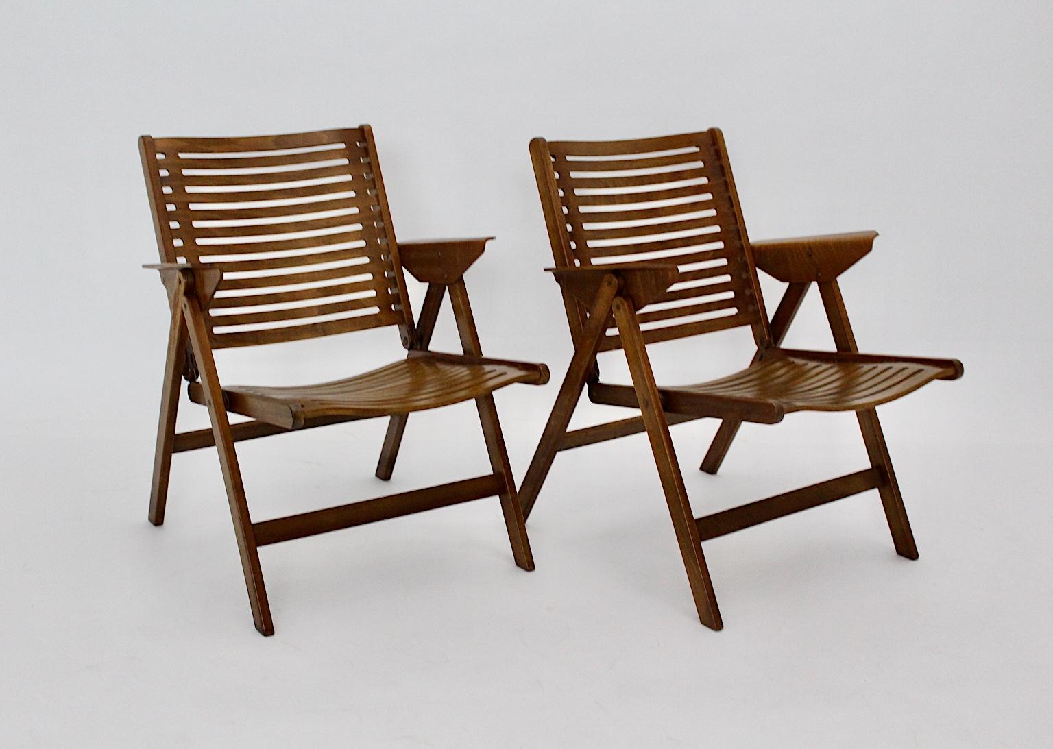 Slovenian Mid-Century Modern Beech Vintage Pair of Armchairs by Niko Kralj 1952 Slovenia For Sale