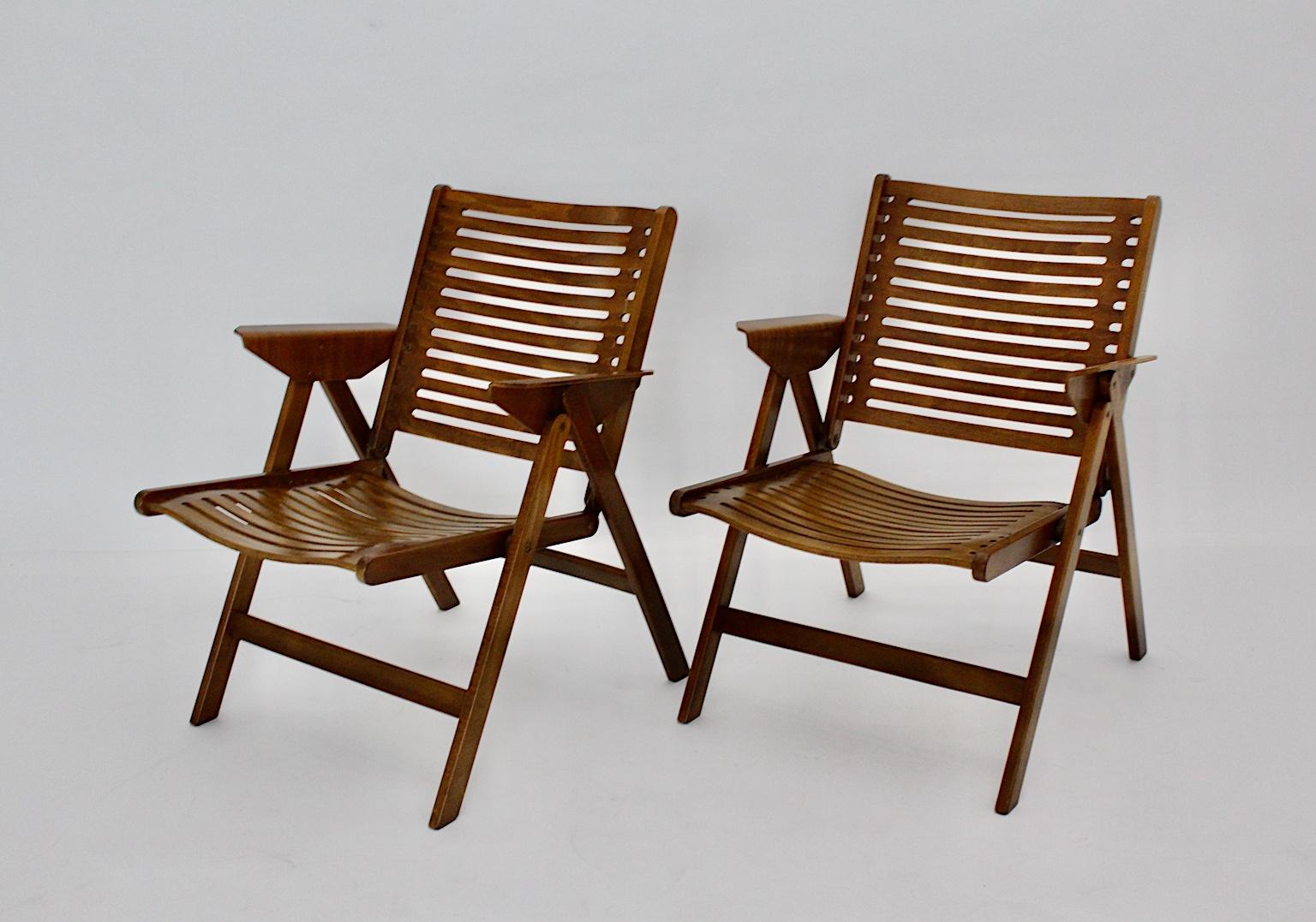 20th Century Mid-Century Modern Beech Vintage Pair of Armchairs by Niko Kralj 1952 Slovenia For Sale