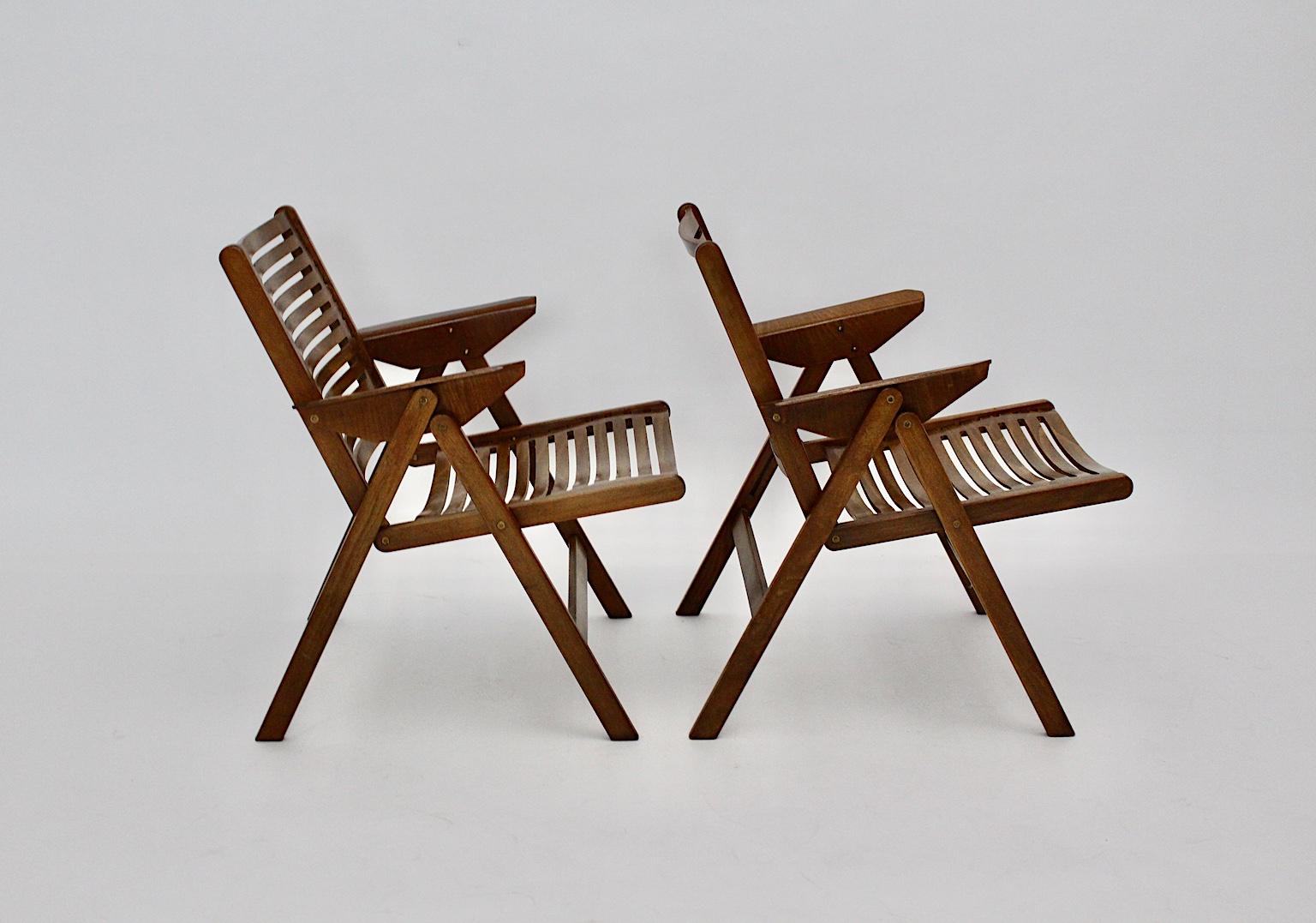 Mid-Century Modern Beech Vintage Pair of Armchairs by Niko Kralj 1952 Slovenia For Sale 2