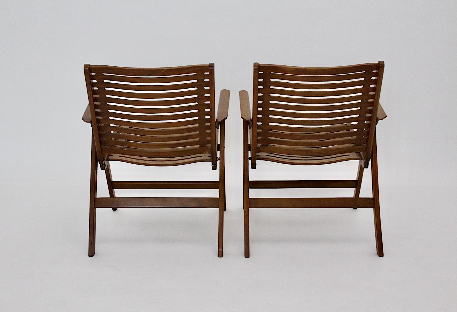 Mid-Century Modern Beech Vintage Pair of Armchairs by Niko Kralj 1952 Slovenia For Sale 3