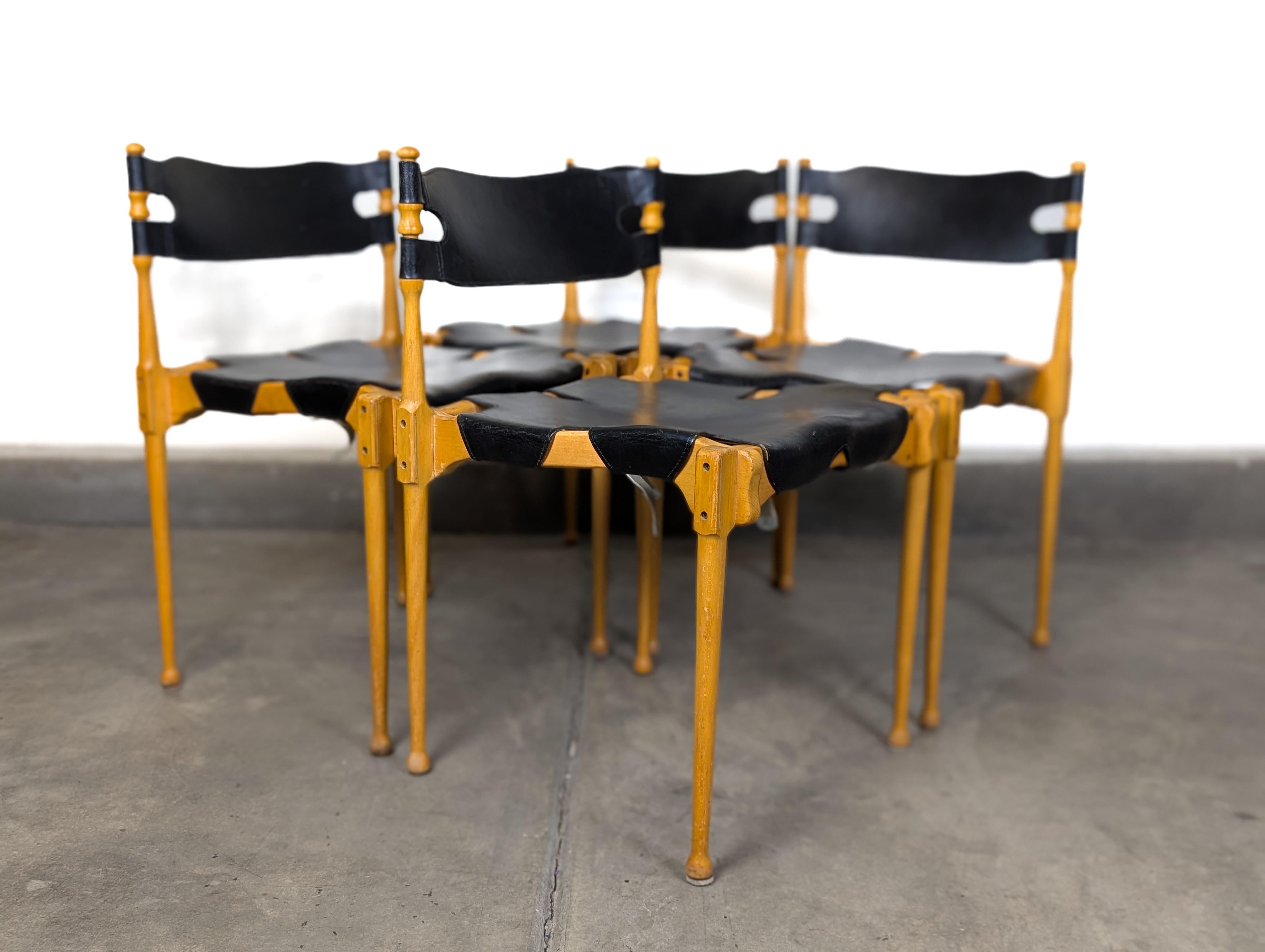 Bring timeless elegance and functional design into your home with this Set of 4 Mid Century Modern Dining Chairs by Otto Frei for Fröscher, c1960s. Expertly crafted in Germany during the golden age of modern furniture design, each chair measures