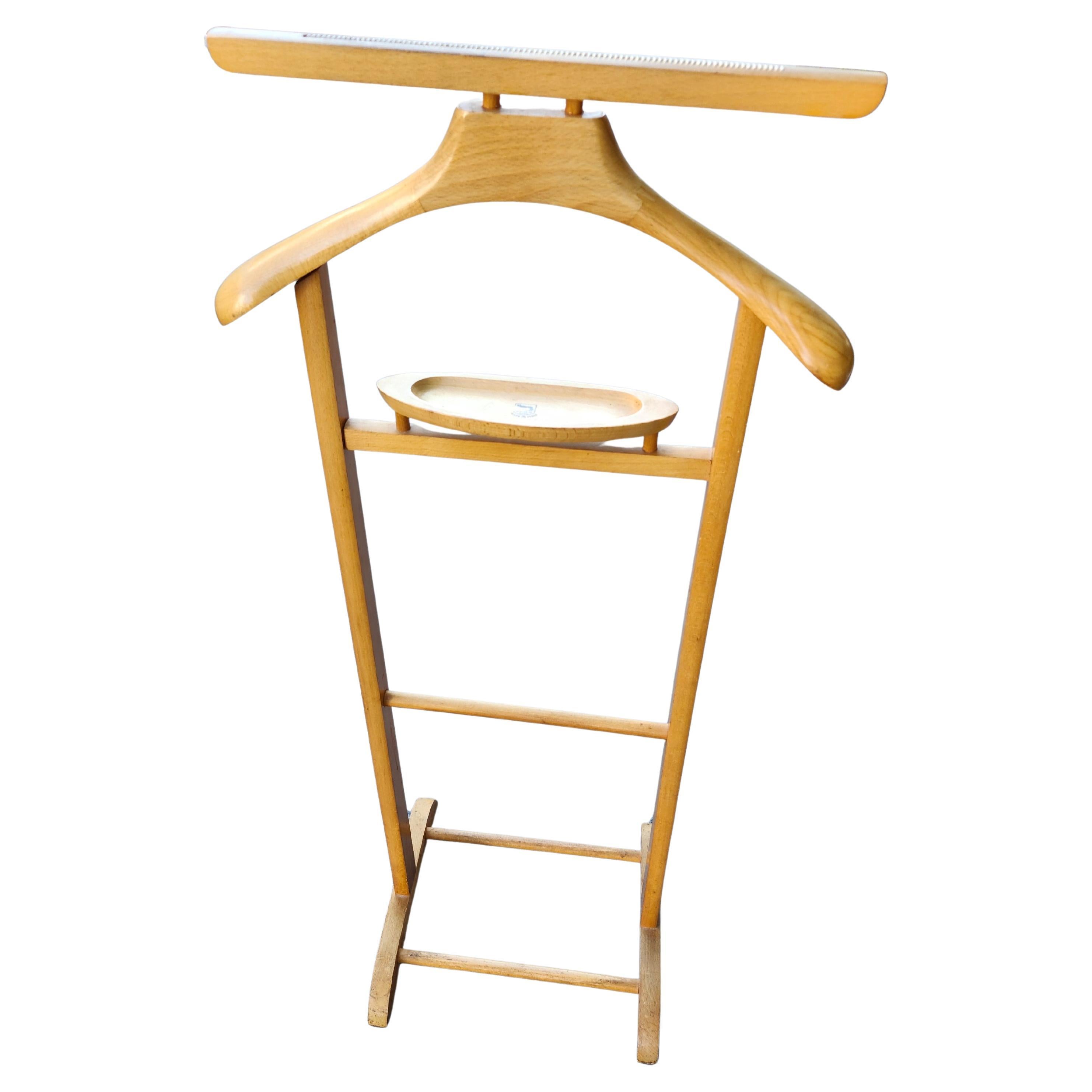 Brass Mid-Century Modern Beech Wood Valet SPQR Italy C1960 For Sale