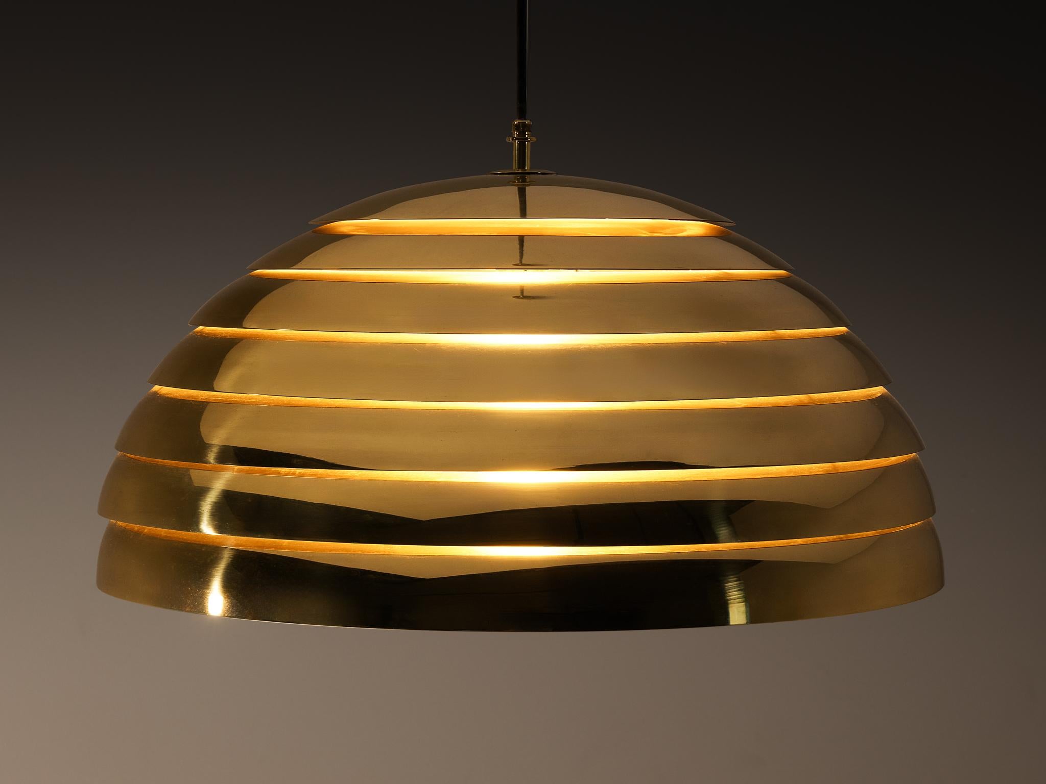 Mid-20th Century Mid-Century Modern 'Beehive' Lighting Pendant in Brass For Sale
