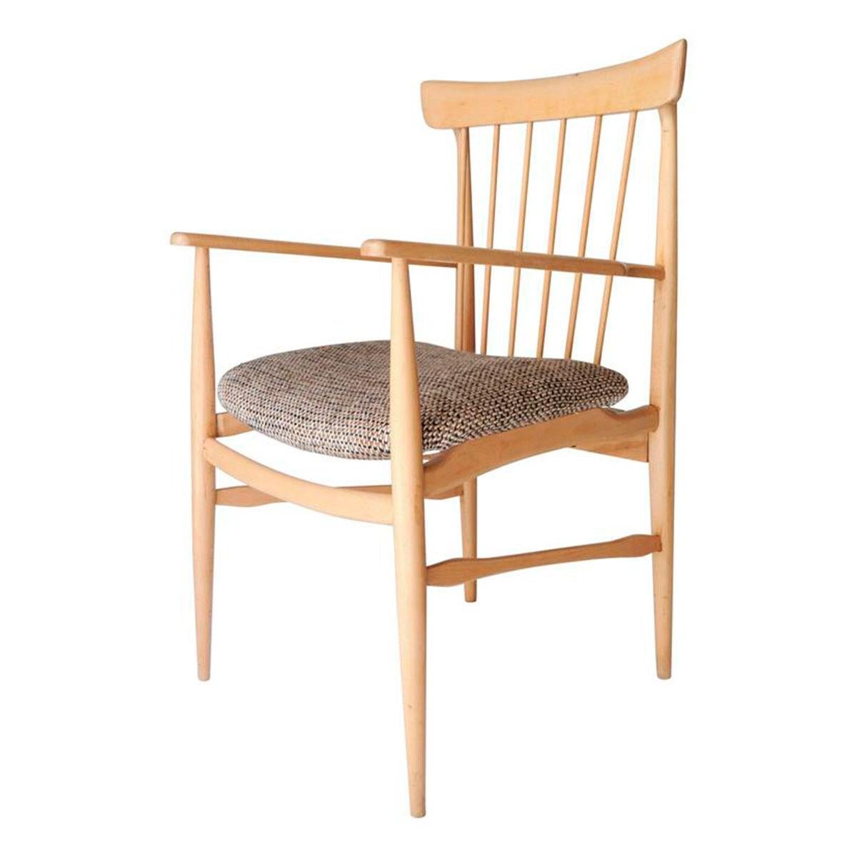 Mid-Century Modern American Beechwood Armchair with Tweed Upholstery, USA, 1950s For Sale 3