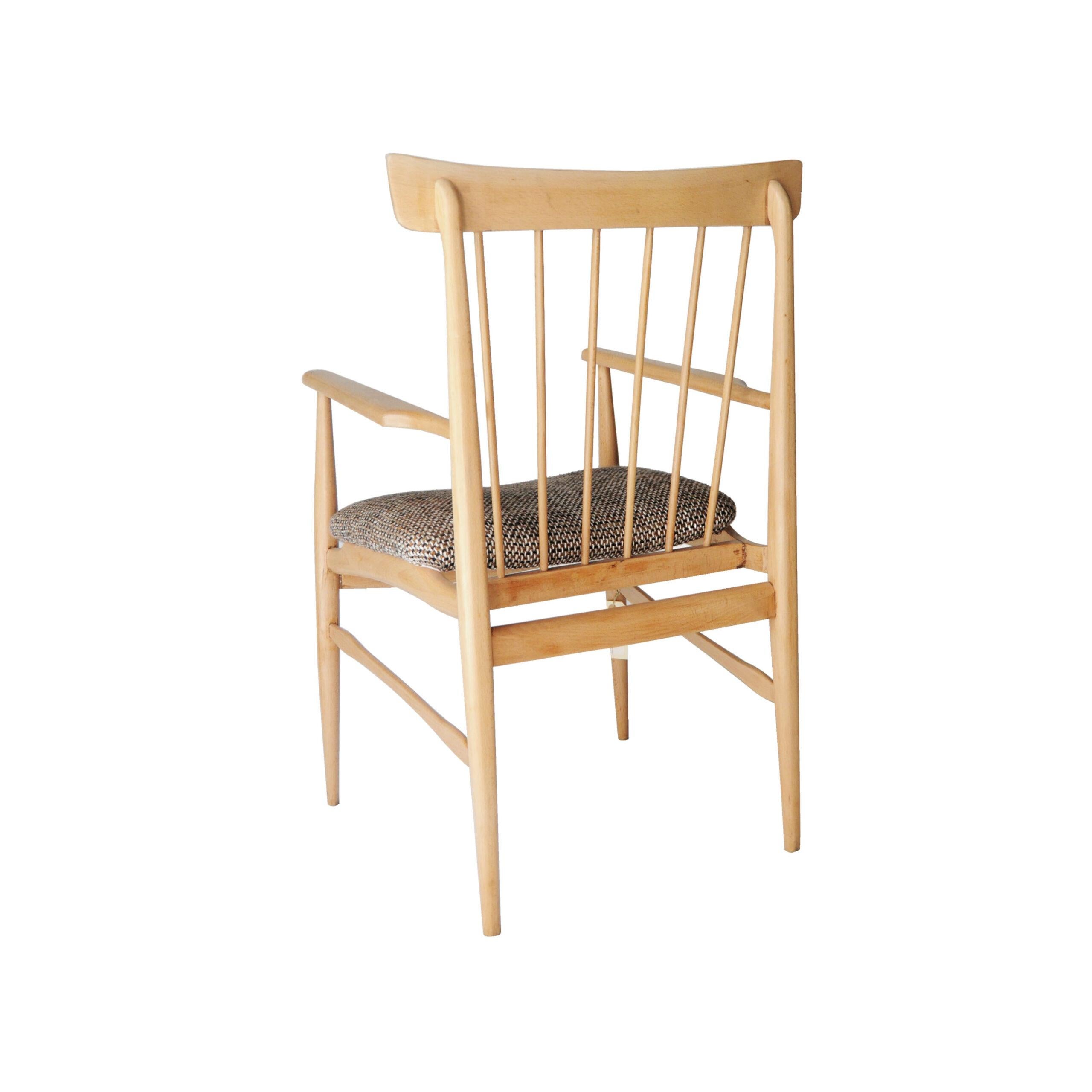 Mid-20th Century Mid-Century Modern American Beechwood Armchair with Tweed Upholstery, USA, 1950s For Sale
