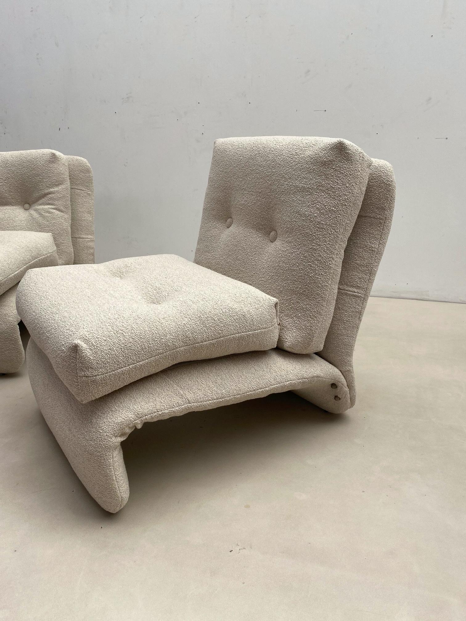 Mid-Century Modern Beige Bouclette Lounge Chair, Italy, 1960s, 4 Available 1