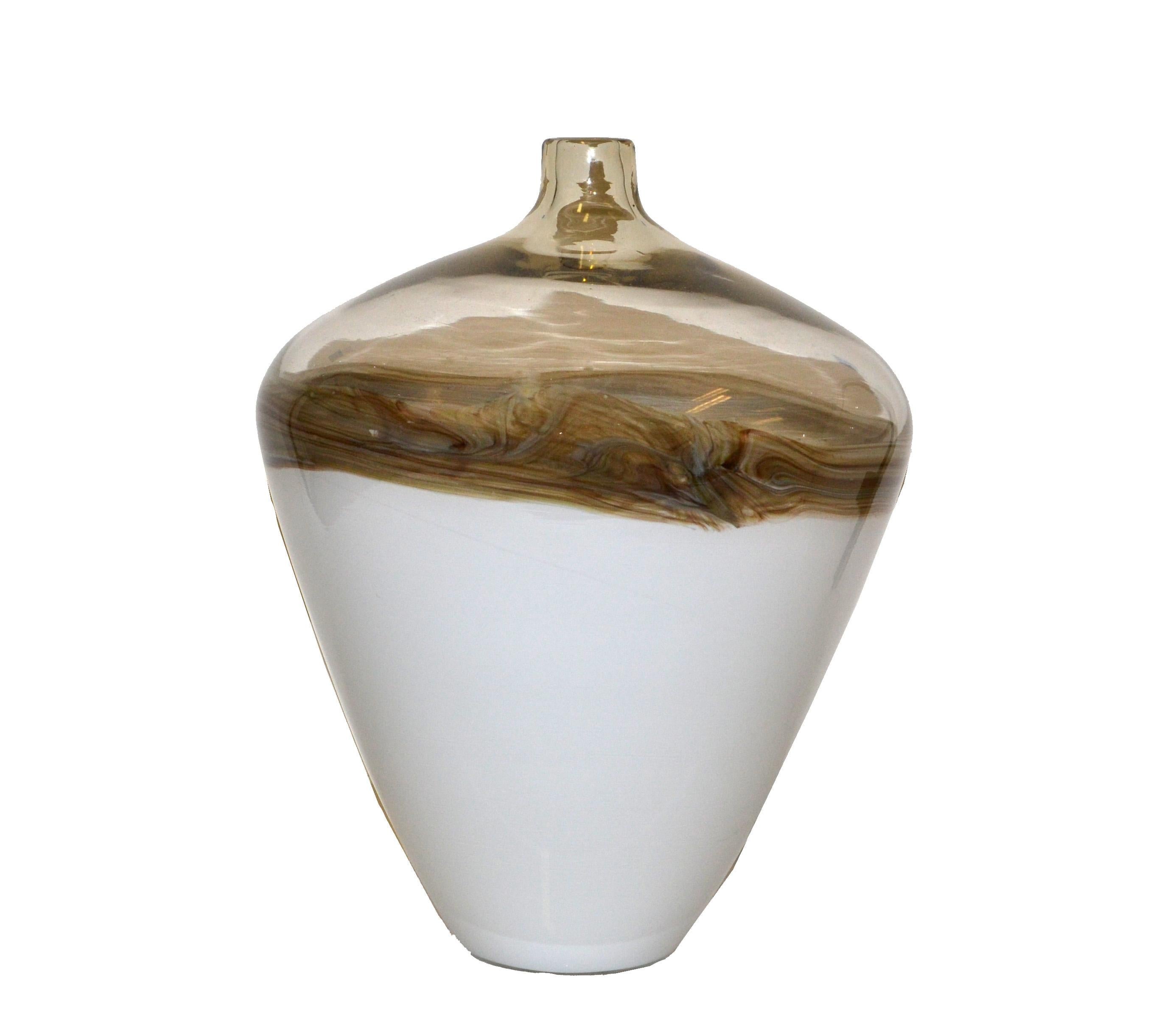 Mid-Century Modern Beige & Brown Urn Shaped Murano Art Glass Vase, Italy, 1979 2