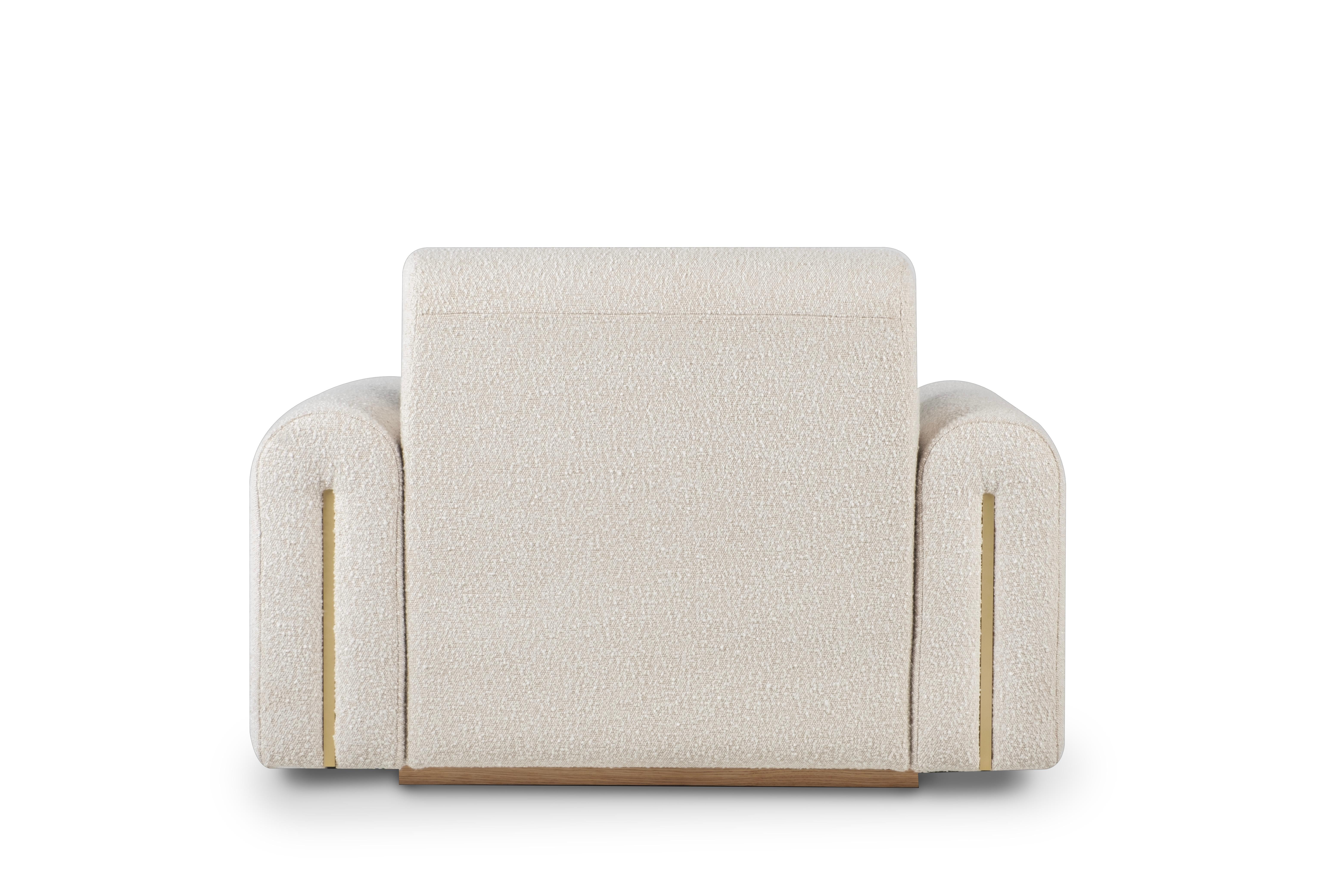 Sofá moderno de mediados de siglo Beijinho, bouclé, latón, hecho a mano Portugal by Greenapple en venta 6