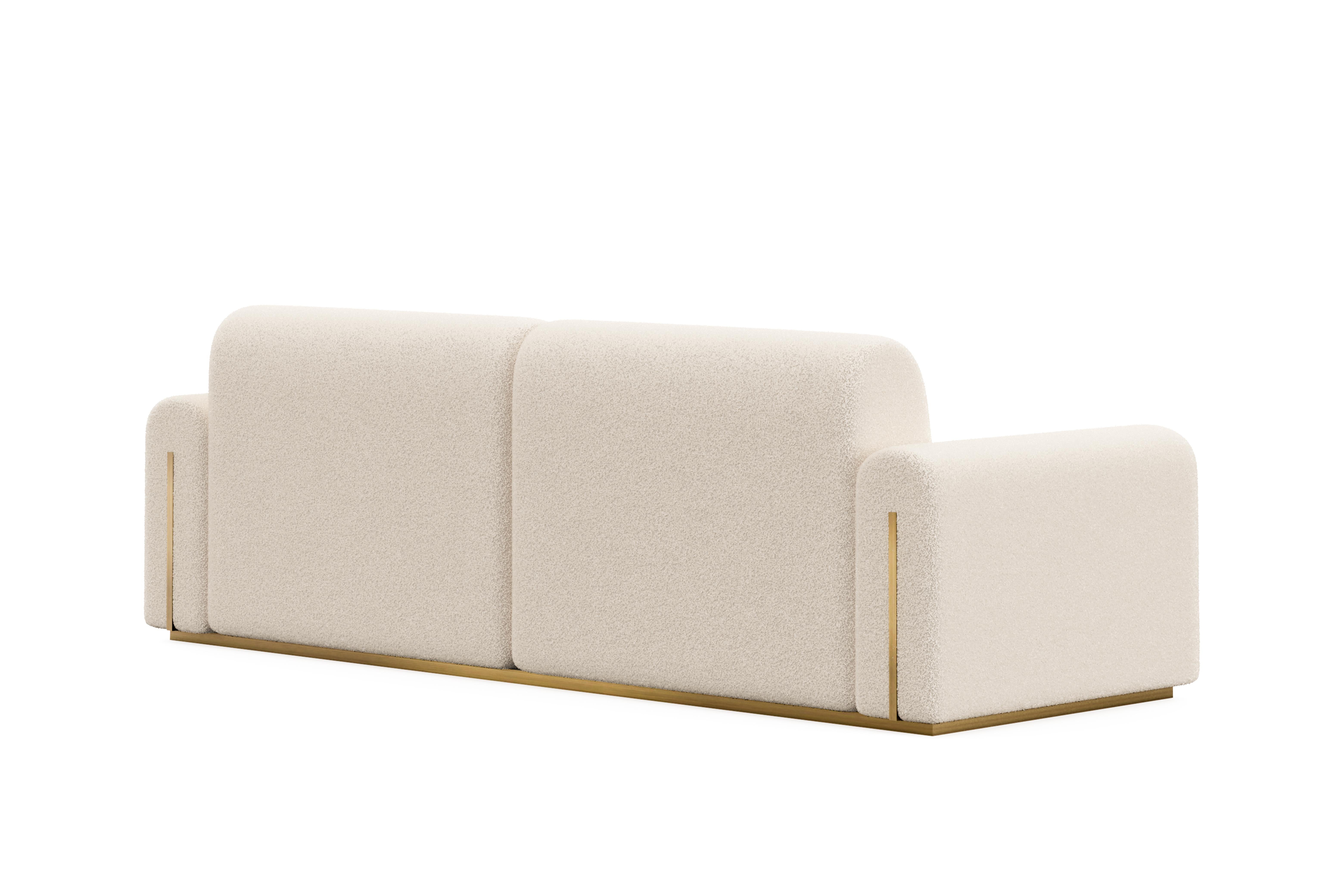 Canapé Beijinho moderne du milieu du siècle, Chenille, laiton, fabriqué à la main par Greenapple en vente 2