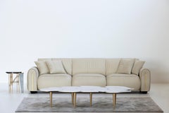 Mid-Century Modern Beijinho Sofa, Chenille, Brass, Handmade by Greenapple