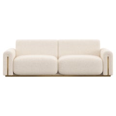 Mid-Century Modern Beijinho Sofa, Chenille, Brass, Handmade by Greenapple