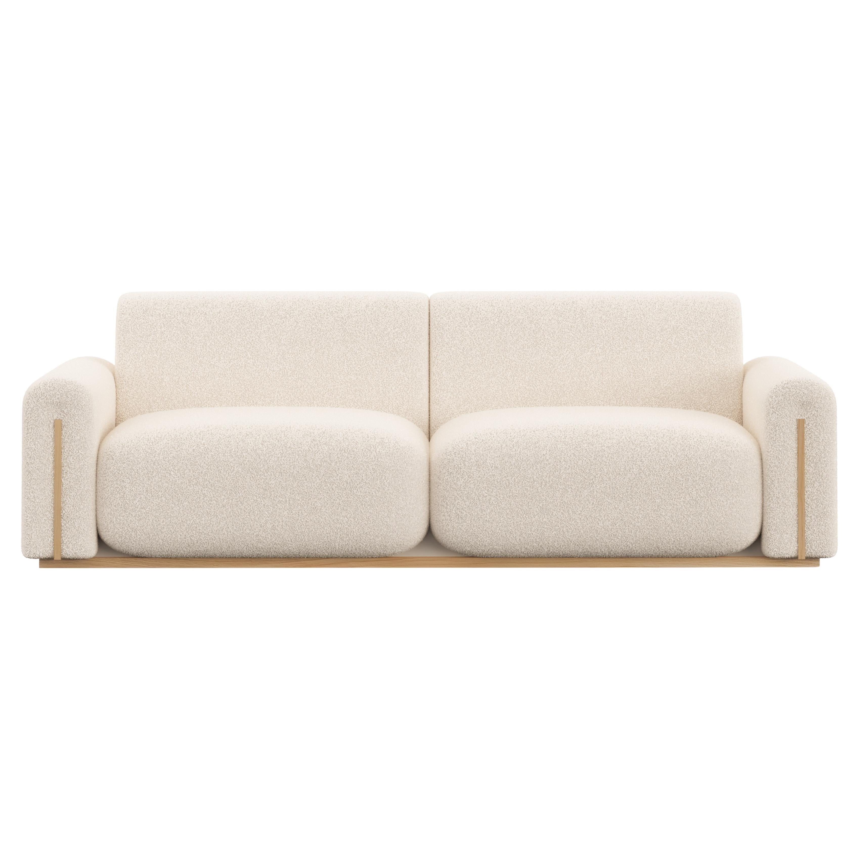 Mid-Century Modern Beijinho Sofa, DEDAR White Bouclé, Handmade by Greenapple