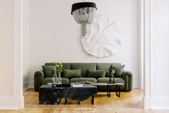 Mid-Century Modern Beijinho Sofa, Olive Green Leather, Handmade by Greenapple