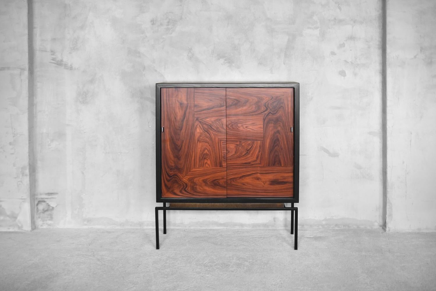Mid-Century Modern Belgian Rosewood Cabinet, 1970s In Good Condition In Warsaw, PL