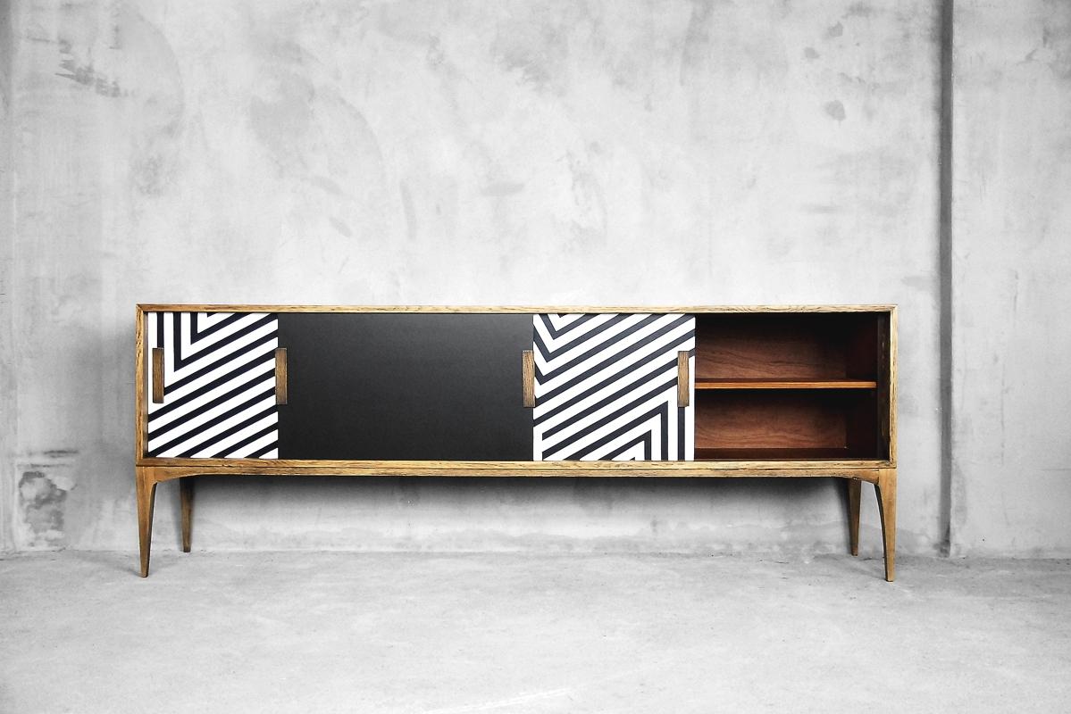 Mid-Century Modern Belgian Sideboard with Pattern, 1960s In Excellent Condition In Warsaw, PL