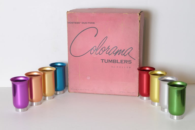 Mid-Century Modern Belle Kogan Anodized Aluminum Tumbler Set, Original Box  For Sale at 1stDibs | anodized aluminum tumblers, heller hostess ware,  retro aluminum tumblers