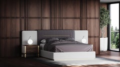 Mid-Century Modern Belmont Bed with Integrated Metallic Detail