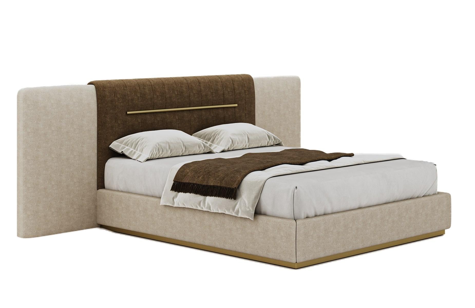 Portugais Lit Belmont de style moderne du milieu du siècle avec détails métalliques intégrés en vente