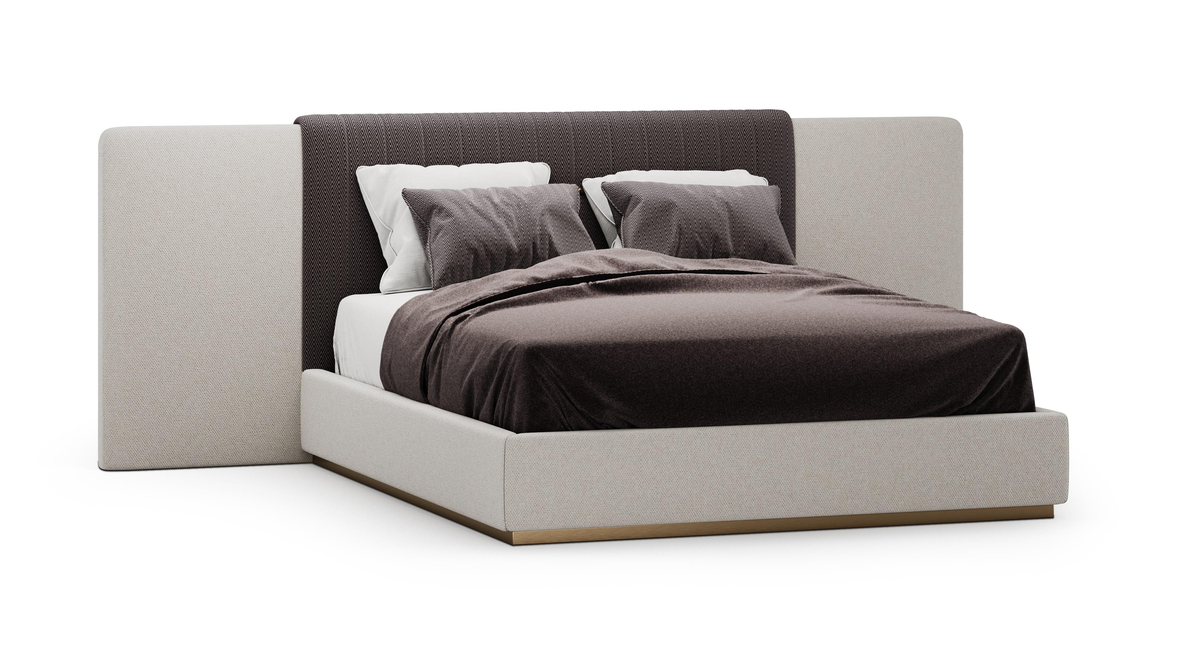 Mid-Century Modern Belmont Bed with Integrated Metallic Detail In New Condition For Sale In Freamunde, PT