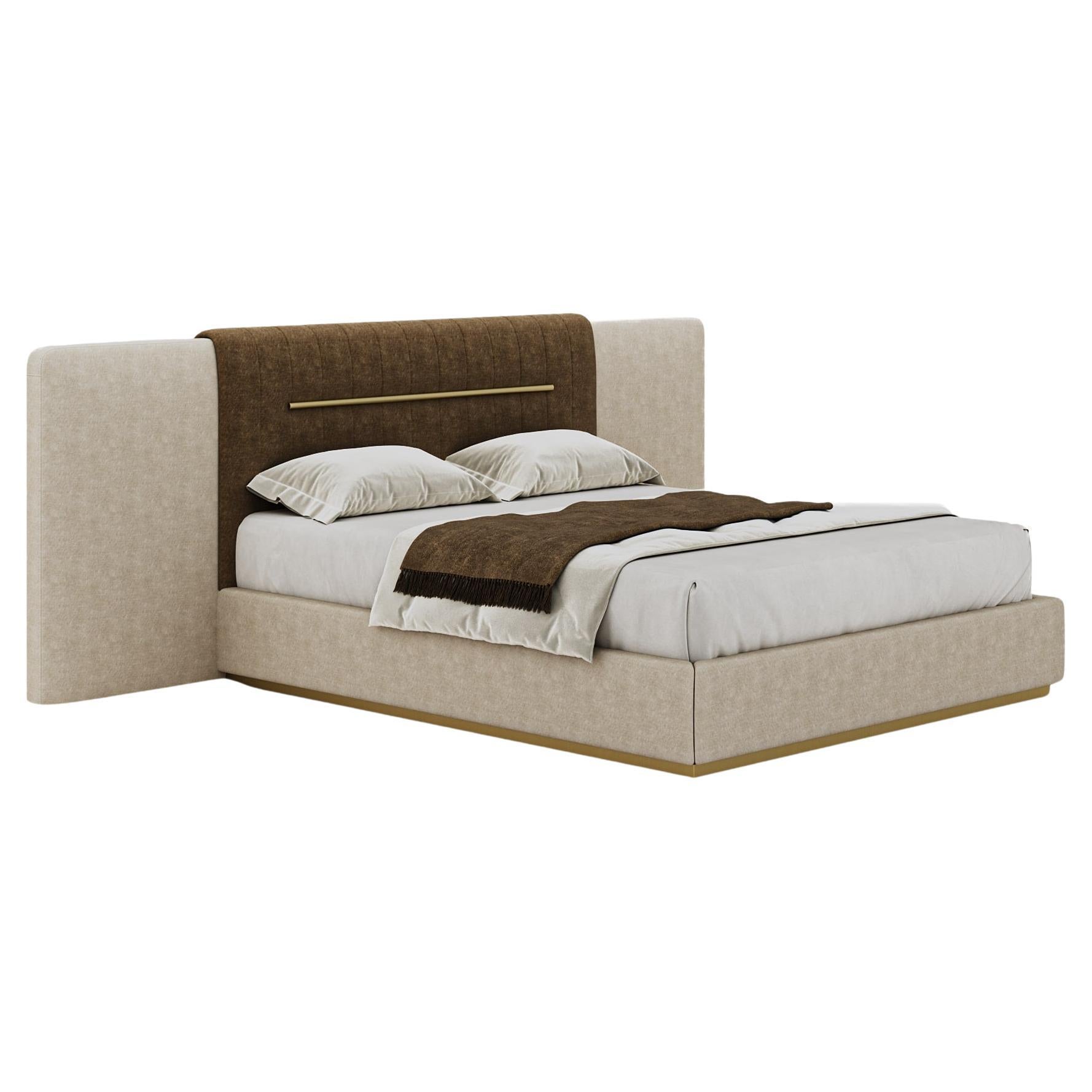 Mid-Century Modern Belmont Bed with Integrated Metallic Detail