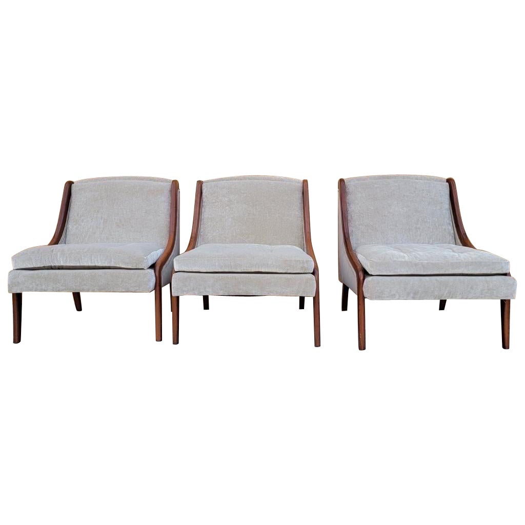 Moderne Ben Seibel-Sessel ohne Armlehne aus der Mitte des Jahrhunderts, 3er-Set