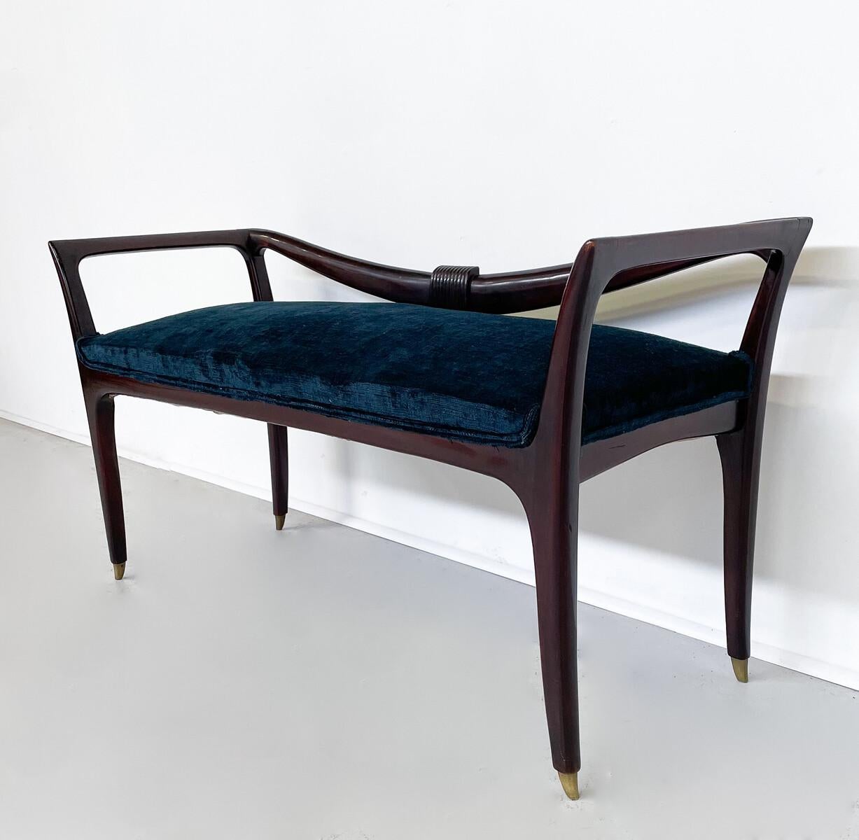 Fabric Mid-Century Modern Bench by Emilio Lancia, Italy, 1930s For Sale