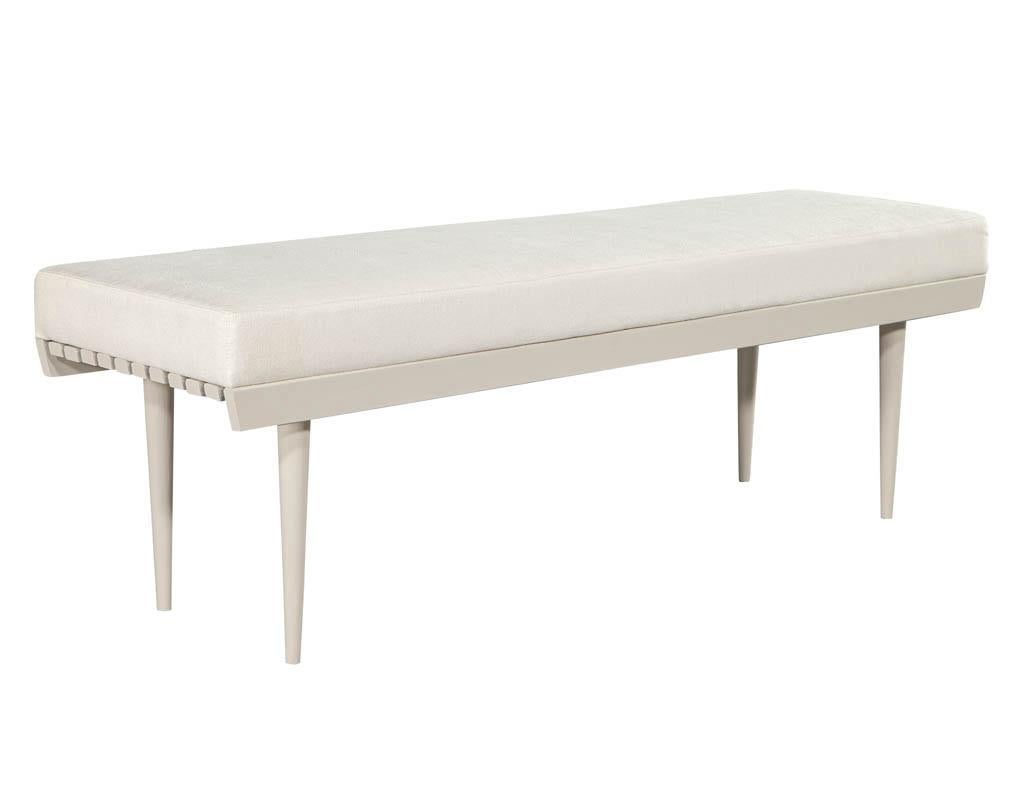 Fabric Mid-Century Modern Bench For Sale