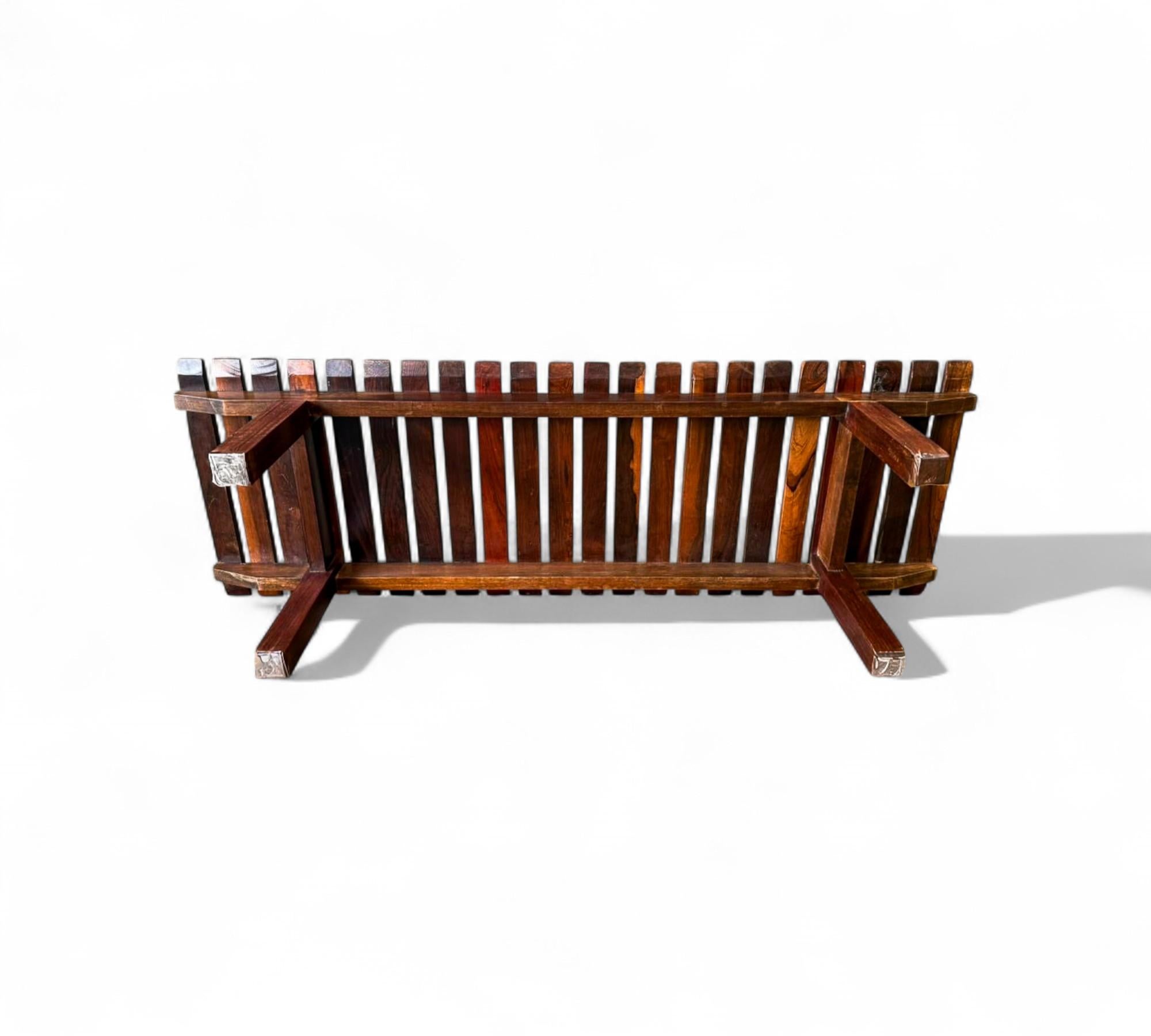 Banco moderno de mediados de siglo en madera dura, Desconocido Años 60 en venta 5